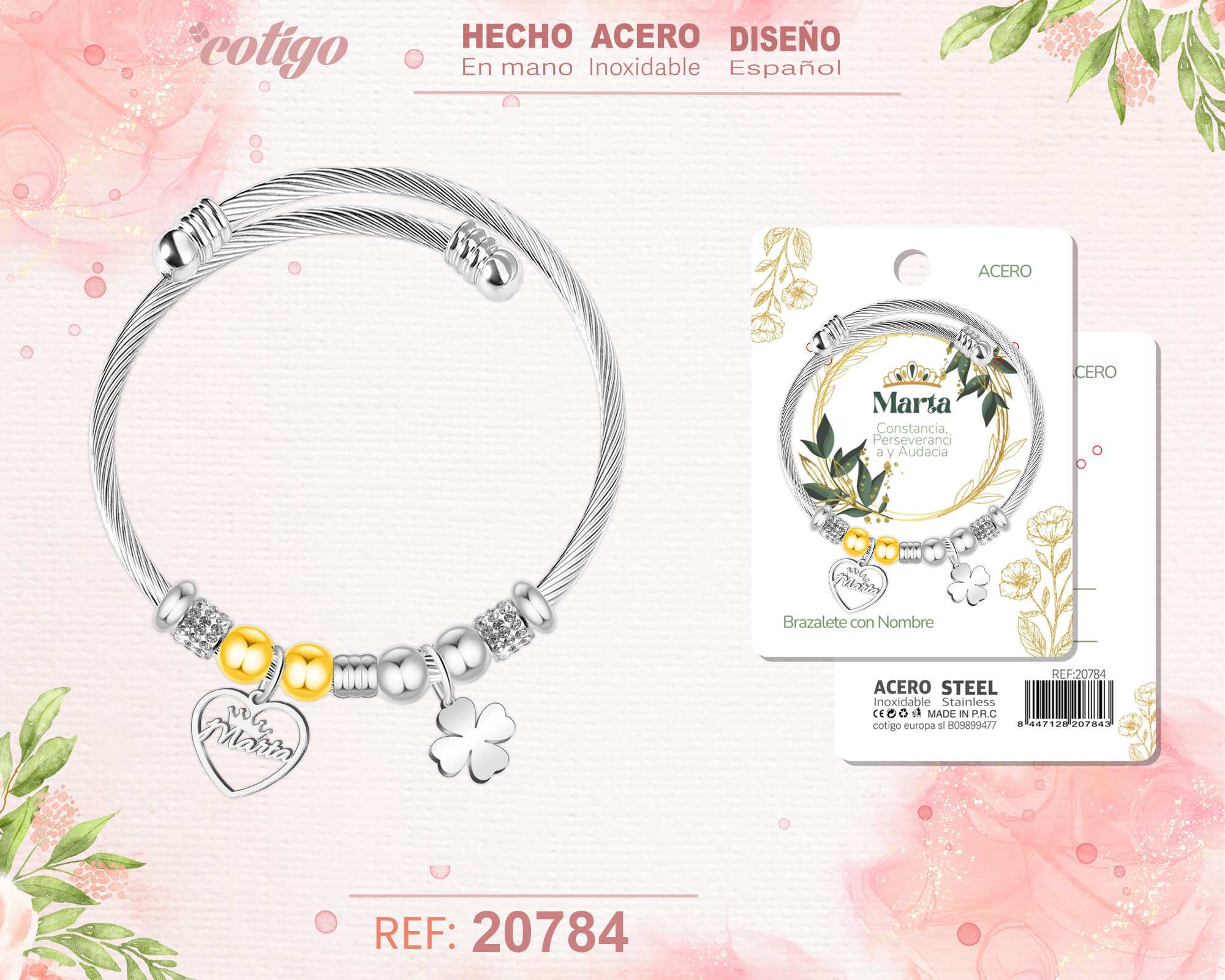 BRAZALERTE ACERO CON NOMBRE:MARTA
