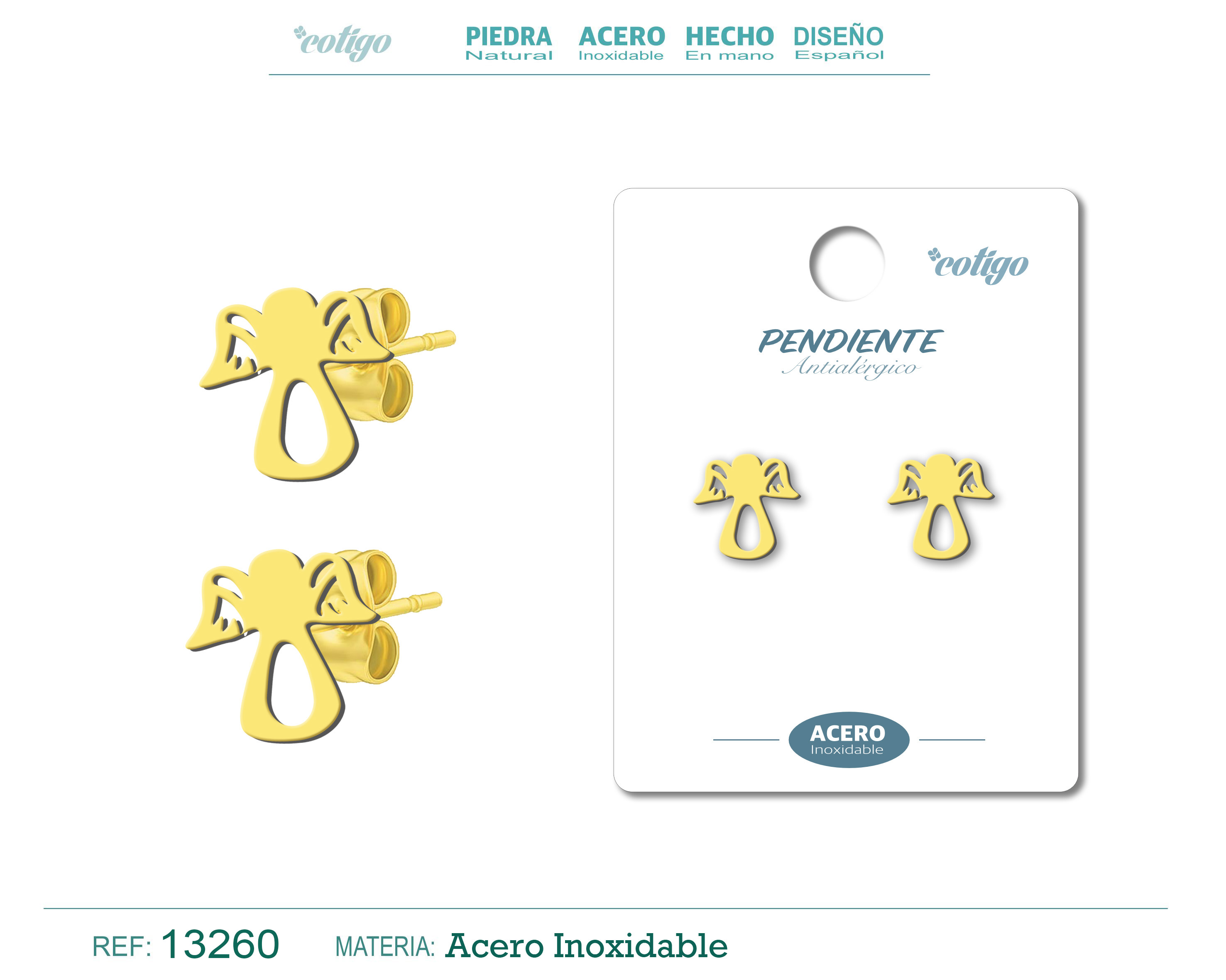PENDIENTE ACERO  INOXIDABLE COLOR DORADO