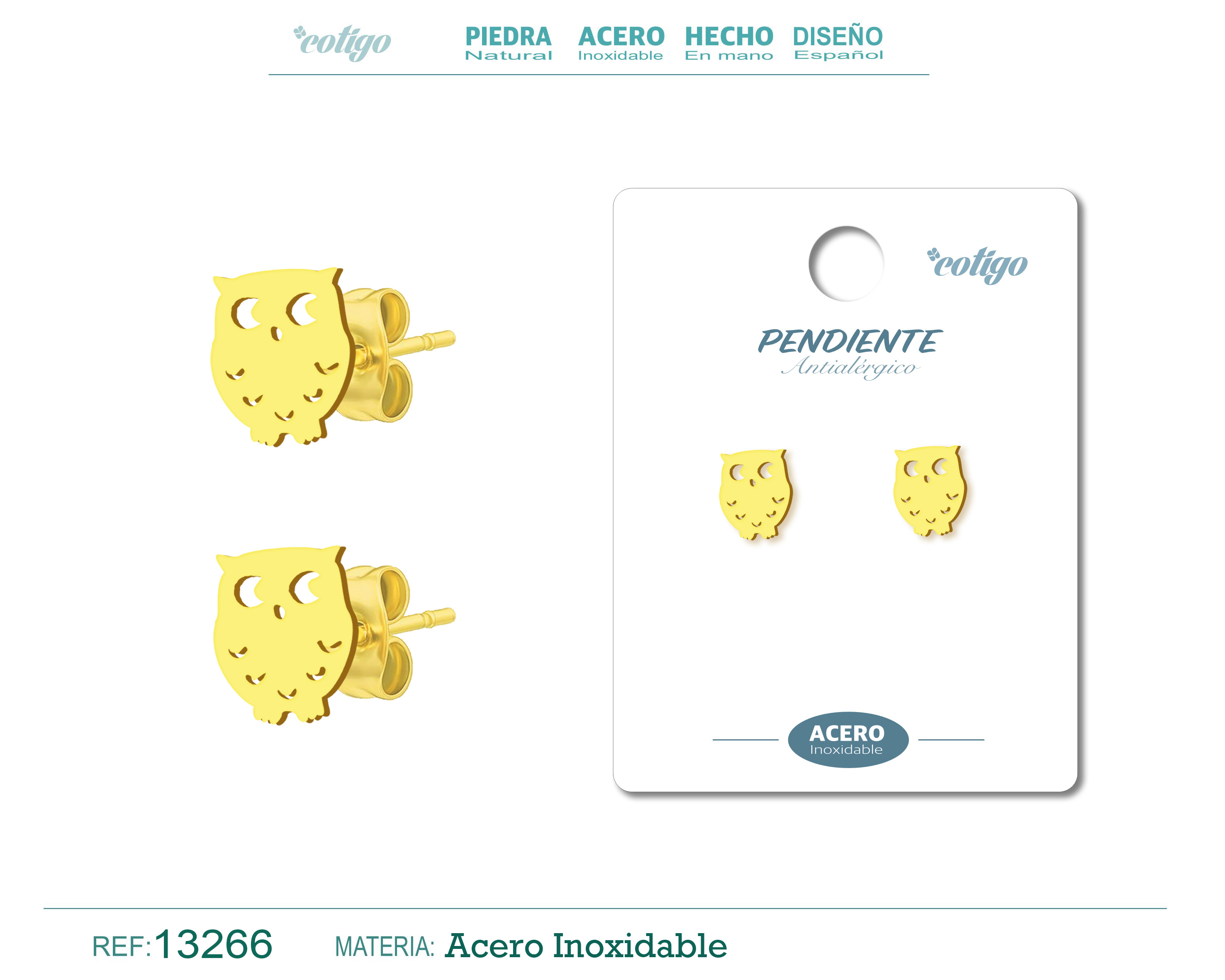 PENDIENTE ACERO  INOXIDABLE COLOR DORADO