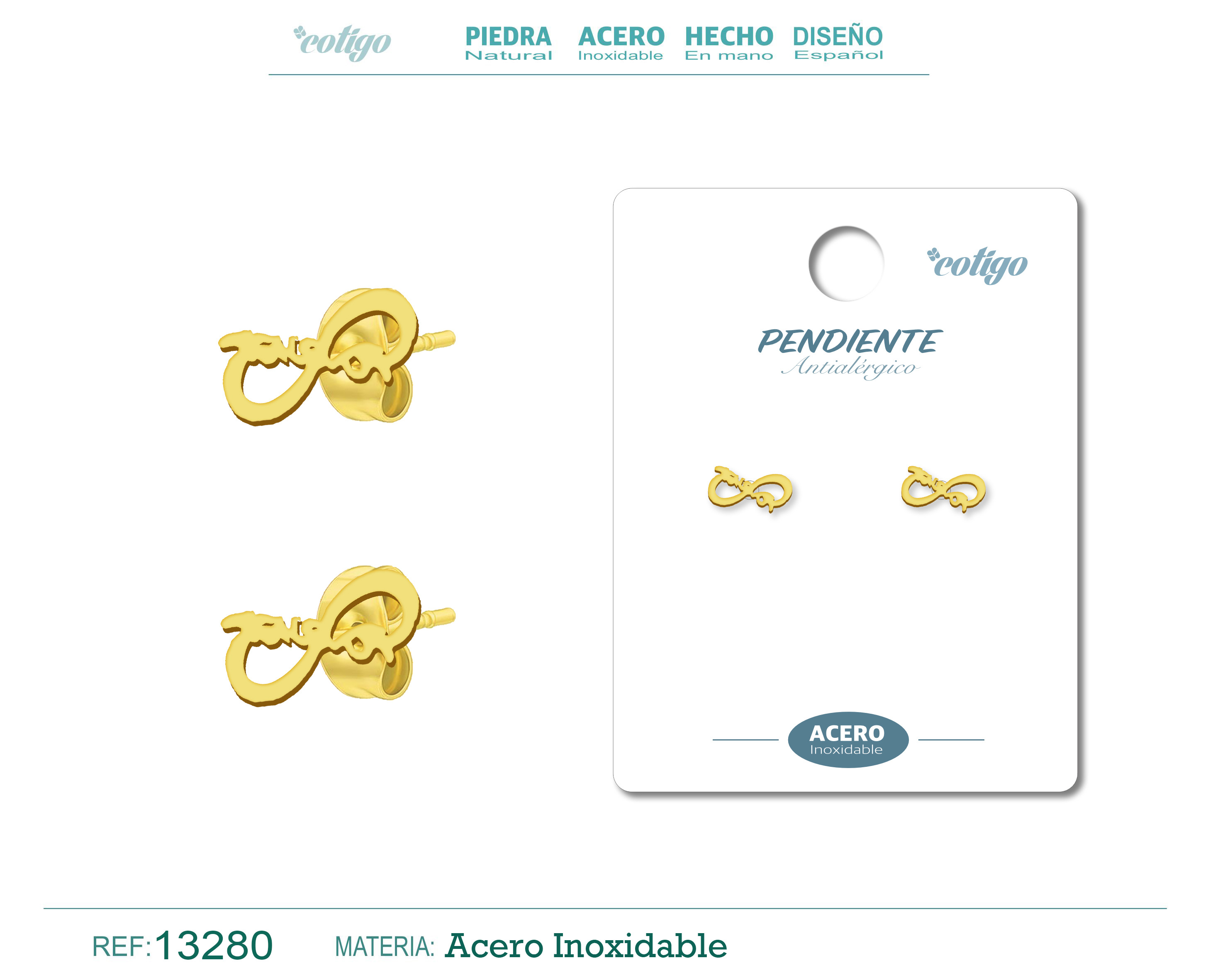 PENDIENTE ACERO  INOXIDABLE COLOR DORADO