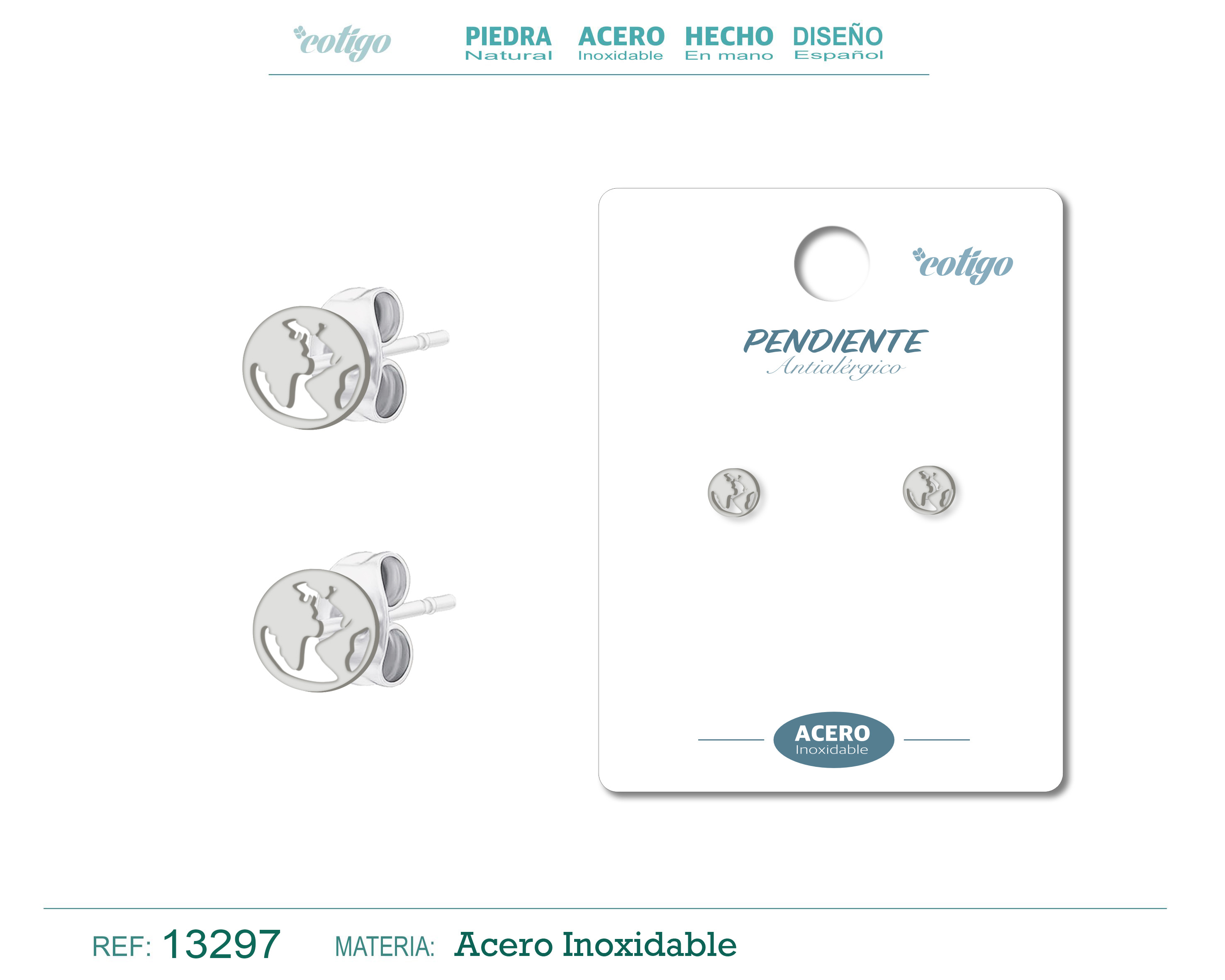 PENDIENTE ACERO  INOXIDABLE COLOR PLATEADO