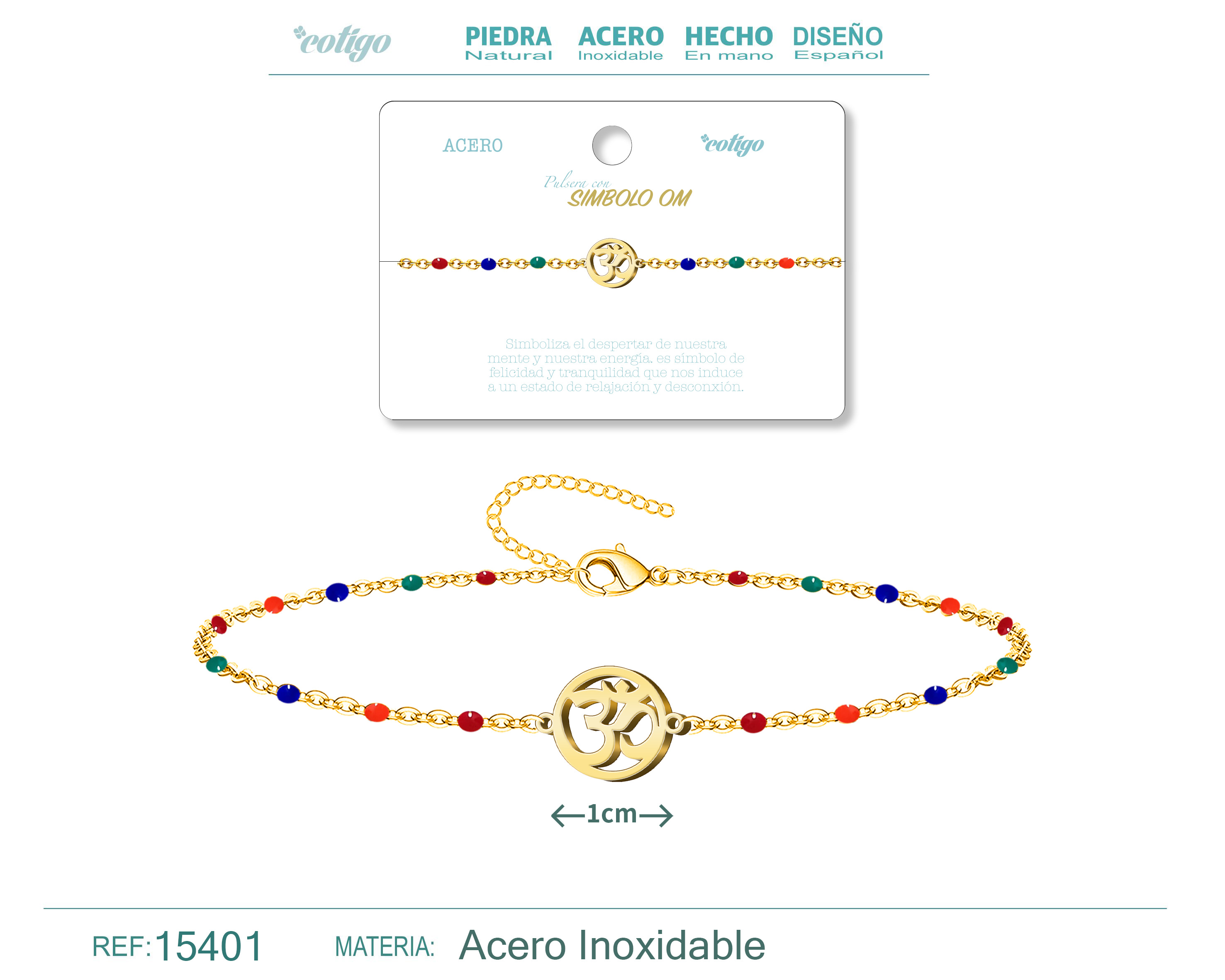 PULSERA ACERO MULTICOLOR CON SIMBOLO OM