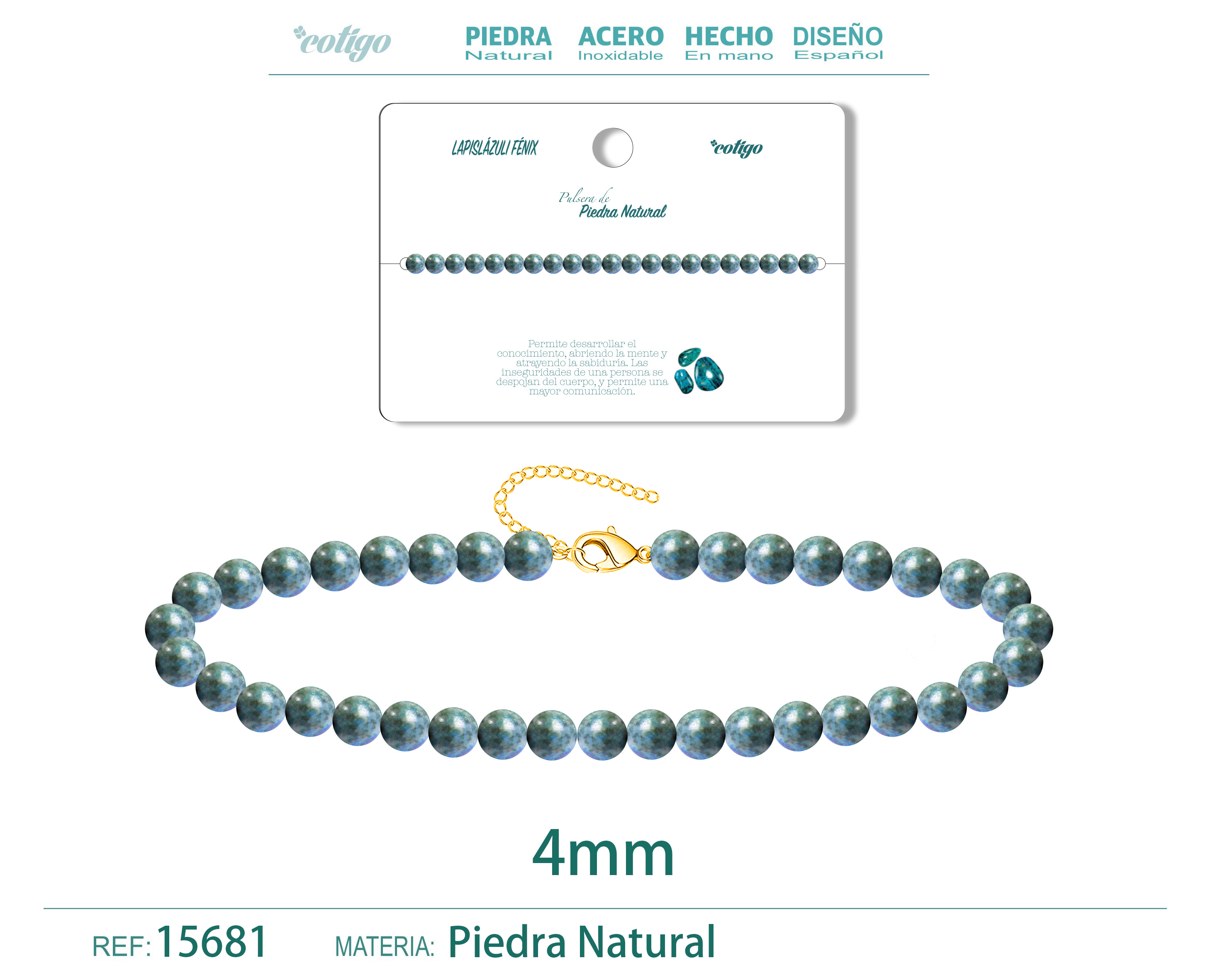 PULSERA LAPISLAZULI FÉNIX 4MM
