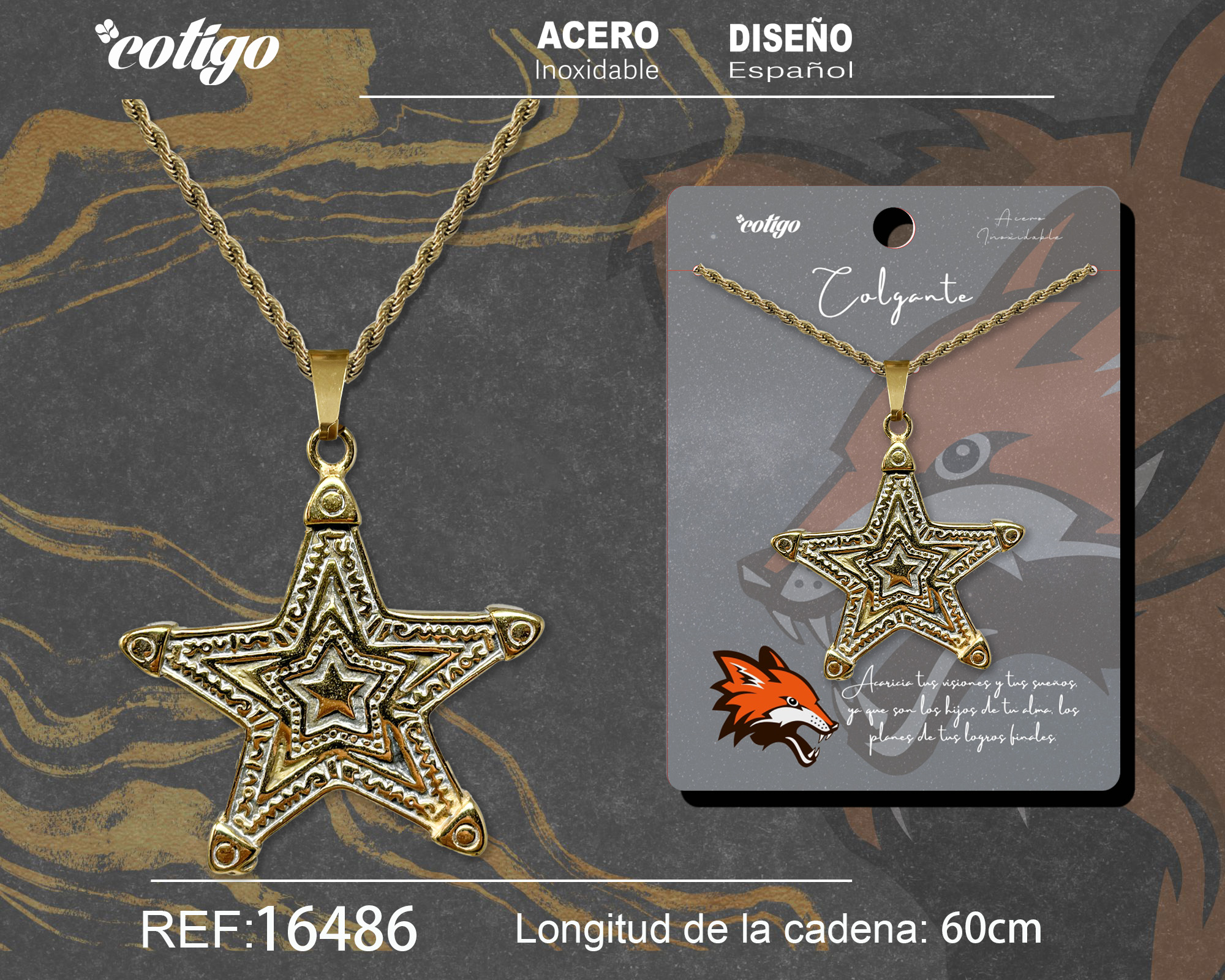 COLGANE HOMBRE ACERO COLOR DORADO