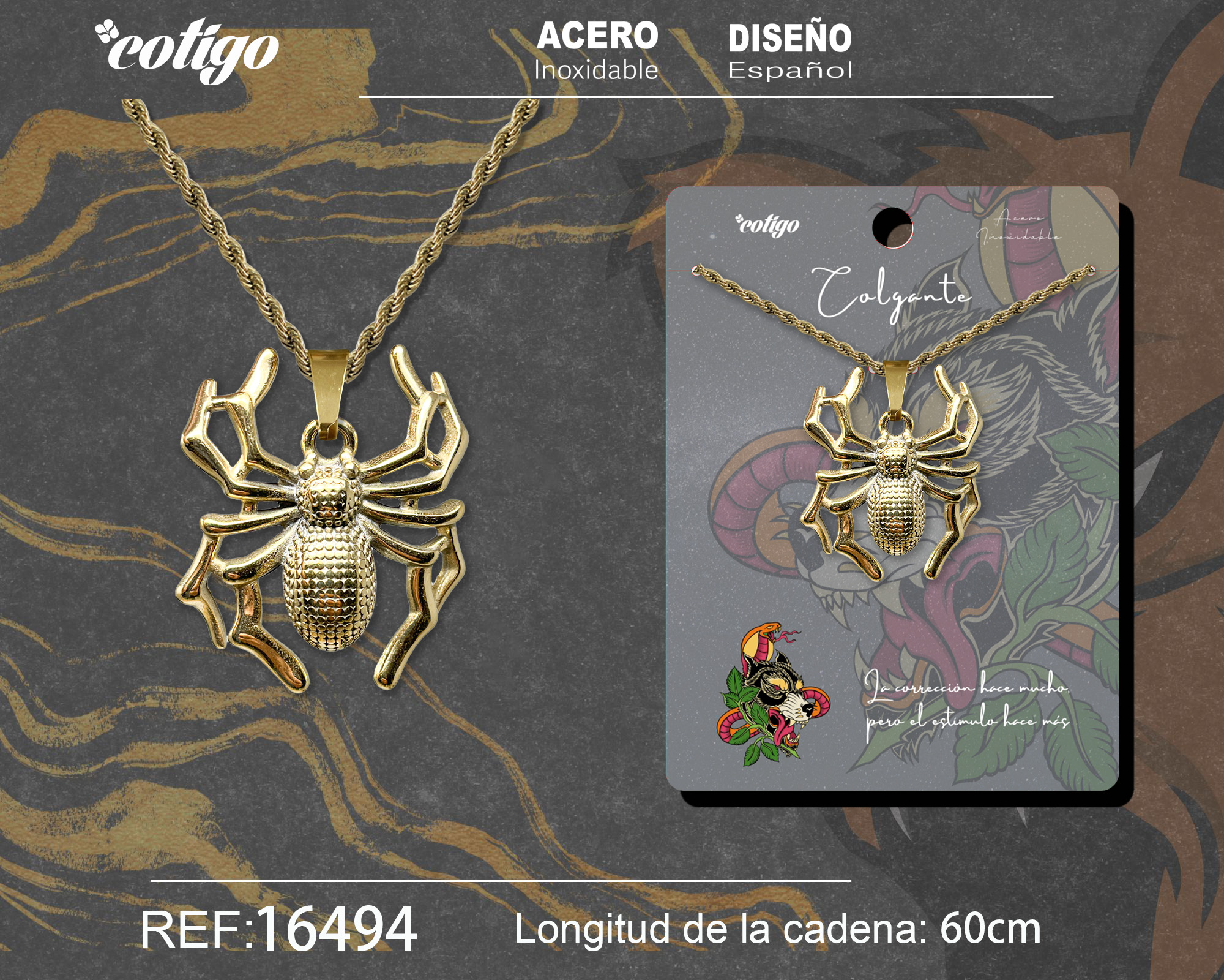 COLGANE HOMBRE ACERO COLOR DORADO