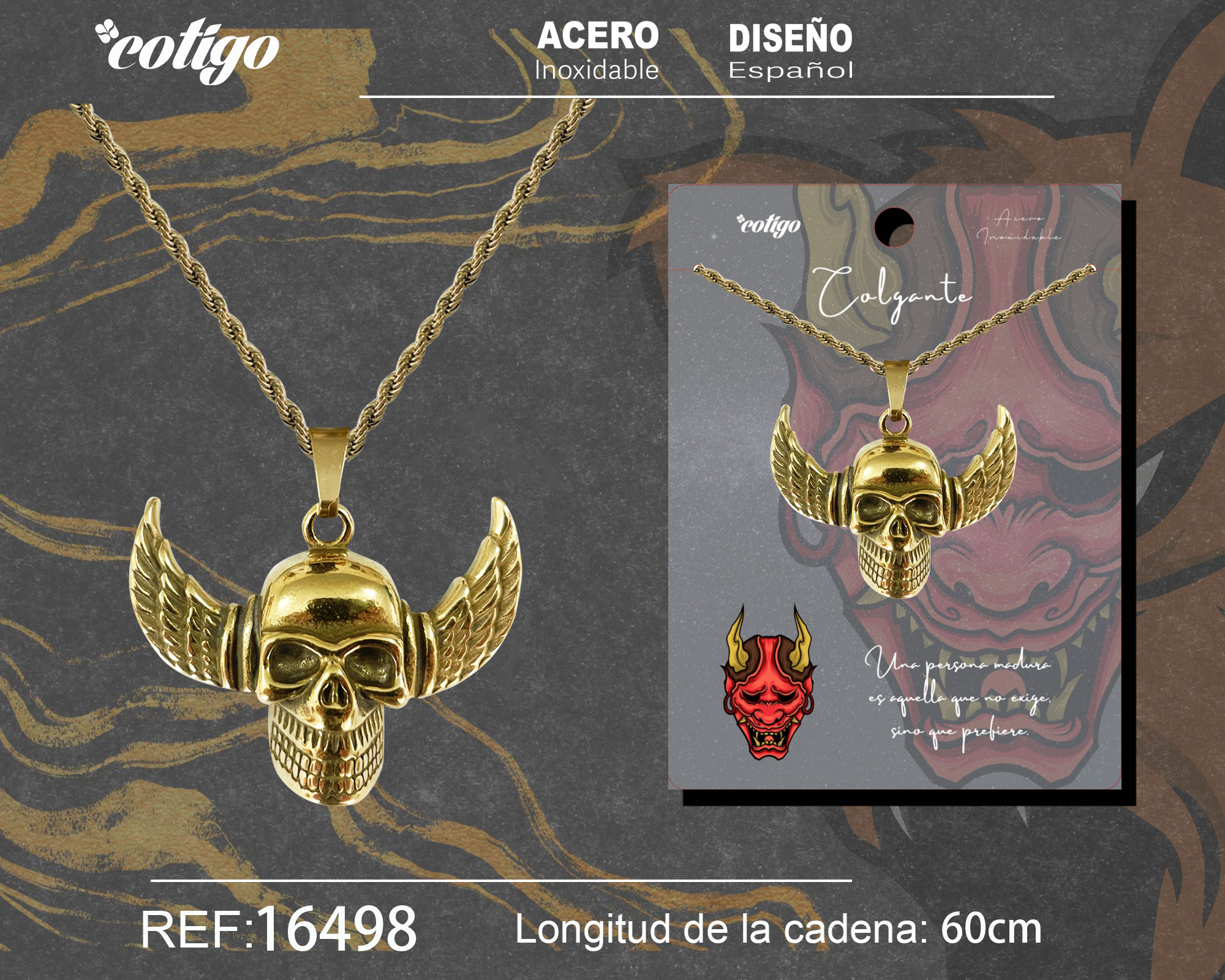 COLGANE HOMBRE ACERO COLOR DORADO