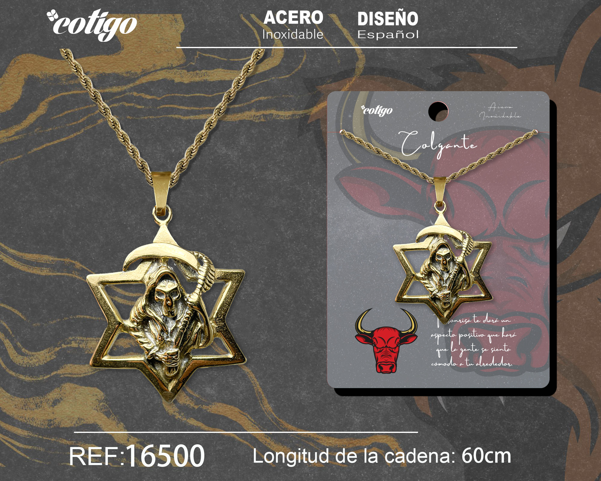 COLGANE HOMBRE ACERO COLOR DORADO