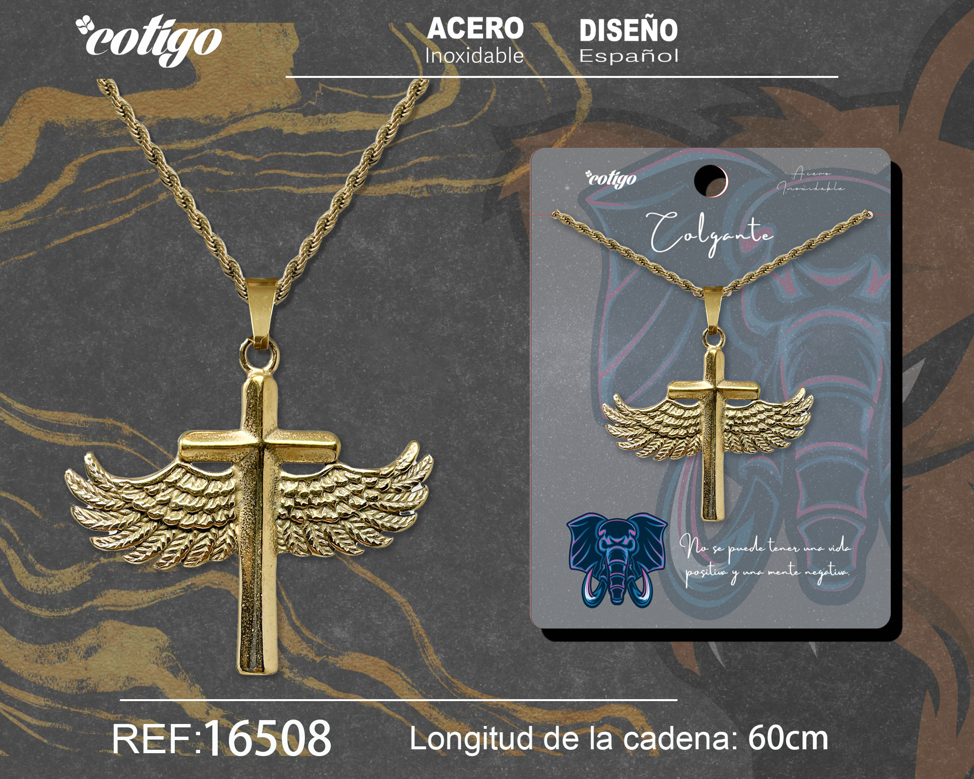 COLGANE HOMBRE ACERO COLOR DORADO