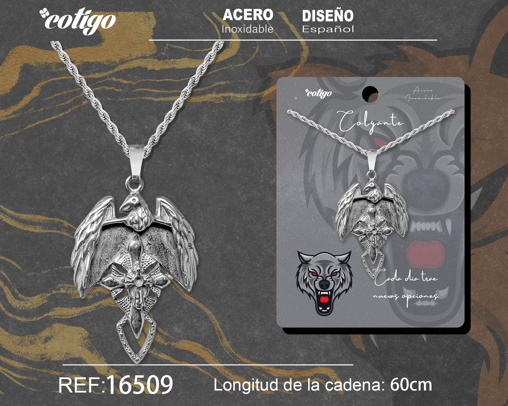 COLGANE HOMBRE ACERO COLOR PLATEADO