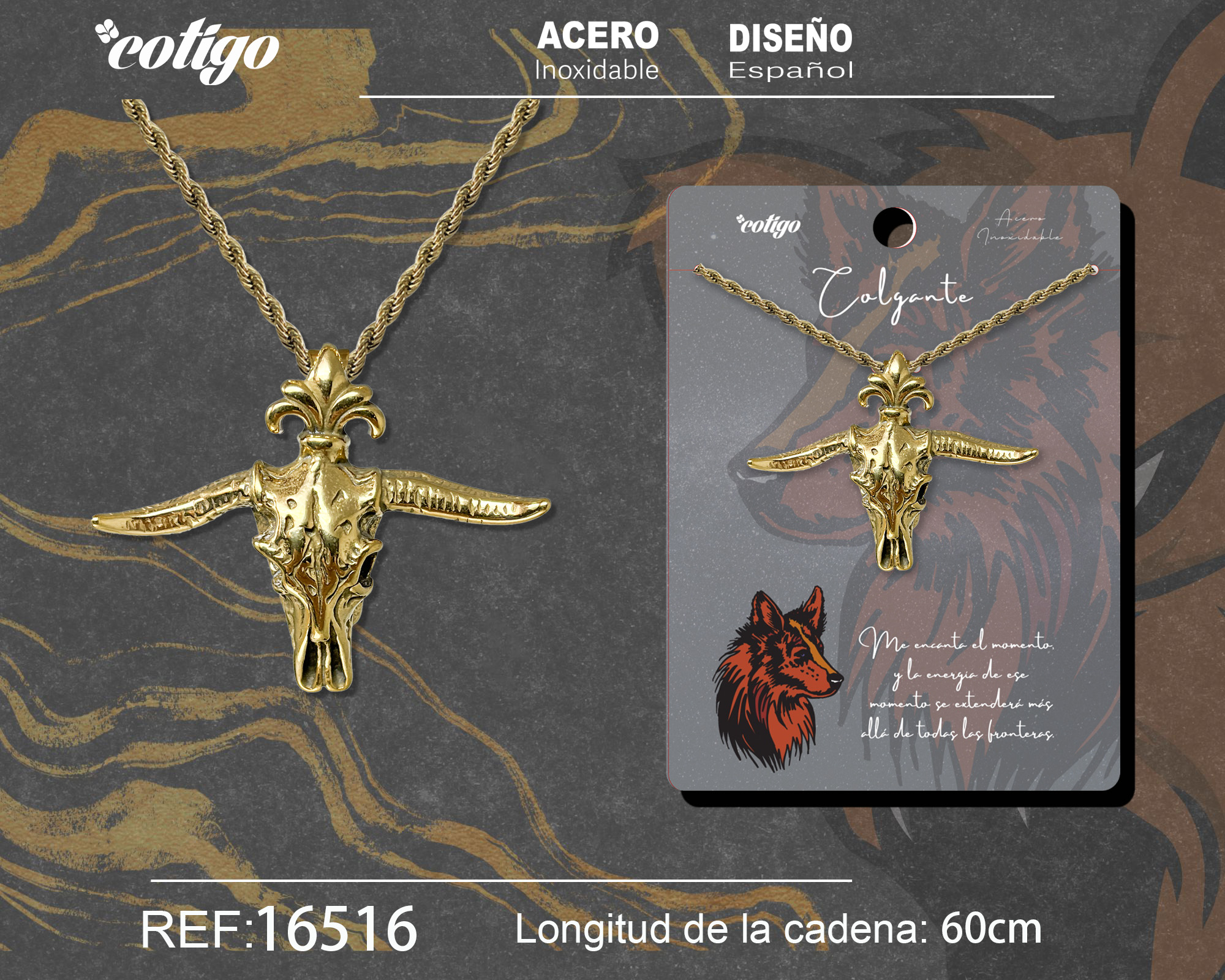 COLGANE HOMBRE ACERO COLOR DORADO