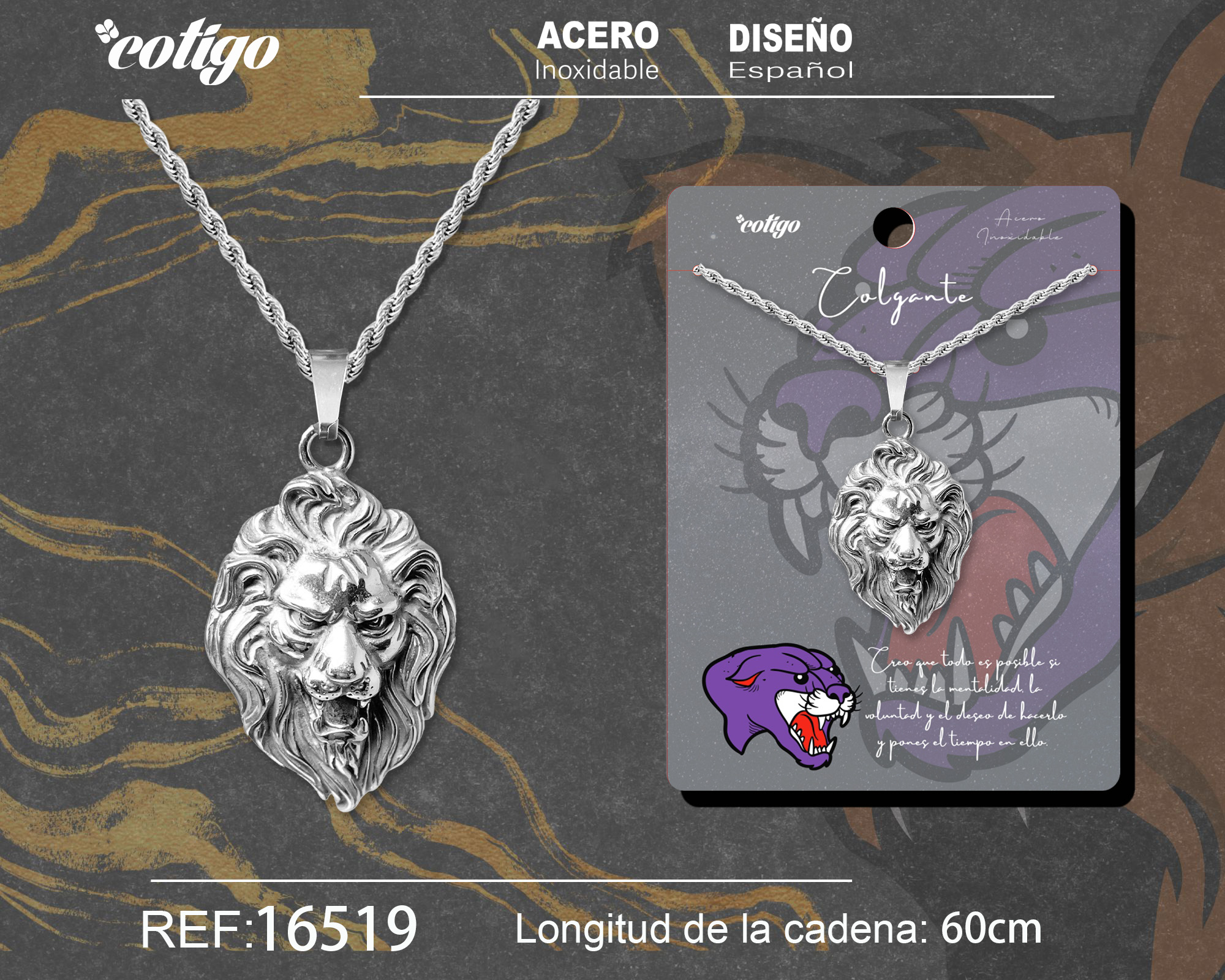 COLGANE HOMBRE ACERO COLOR PLATEADO