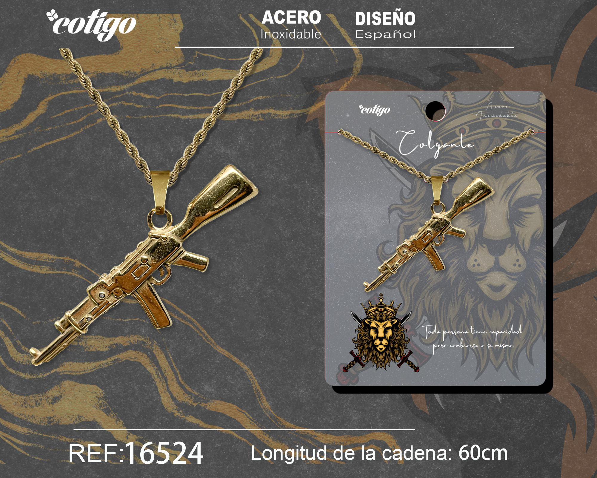 COLGANE HOMBRE ACERO COLOR DORADO
