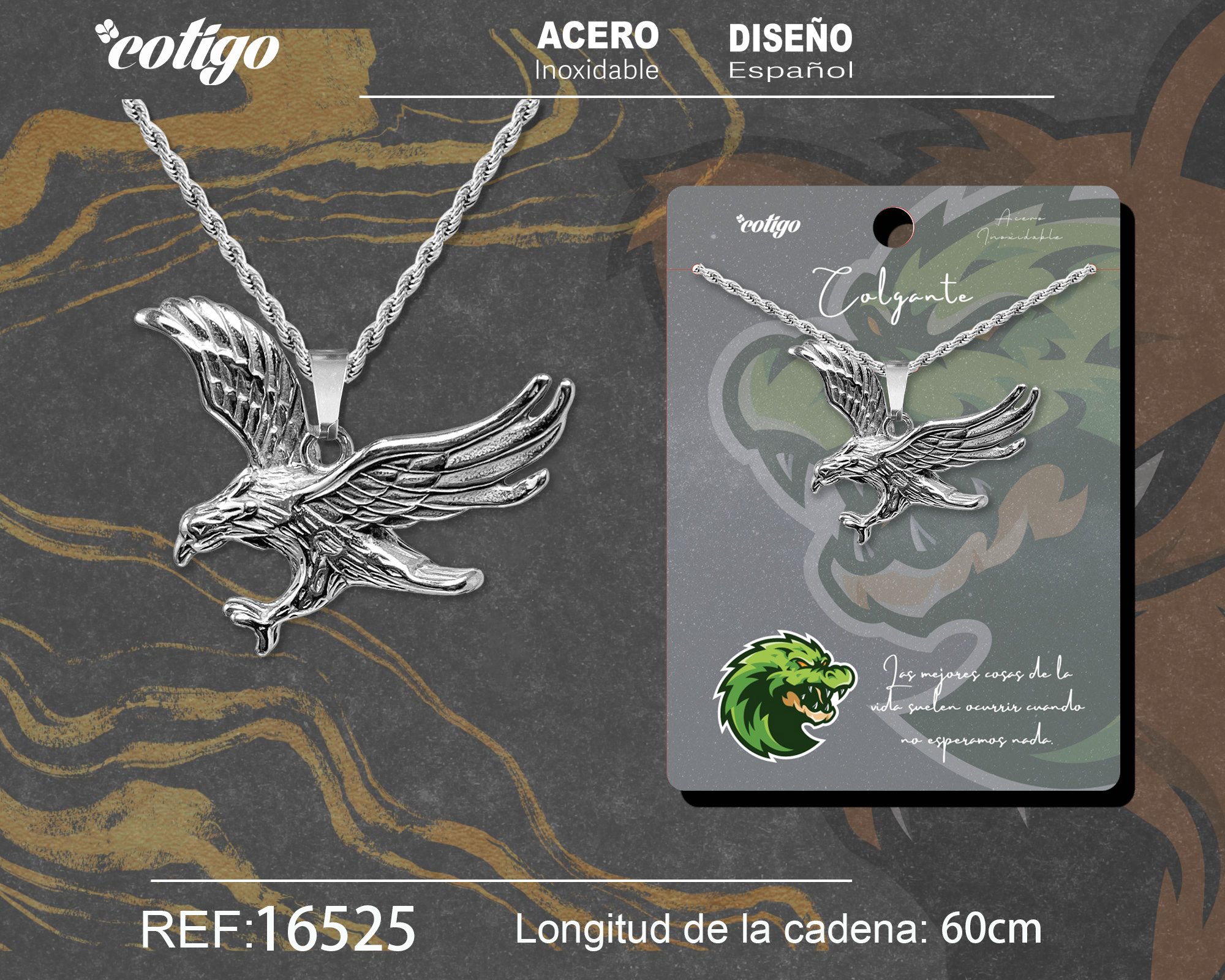 COLGANE HOMBRE ACERO COLOR PLATEADO