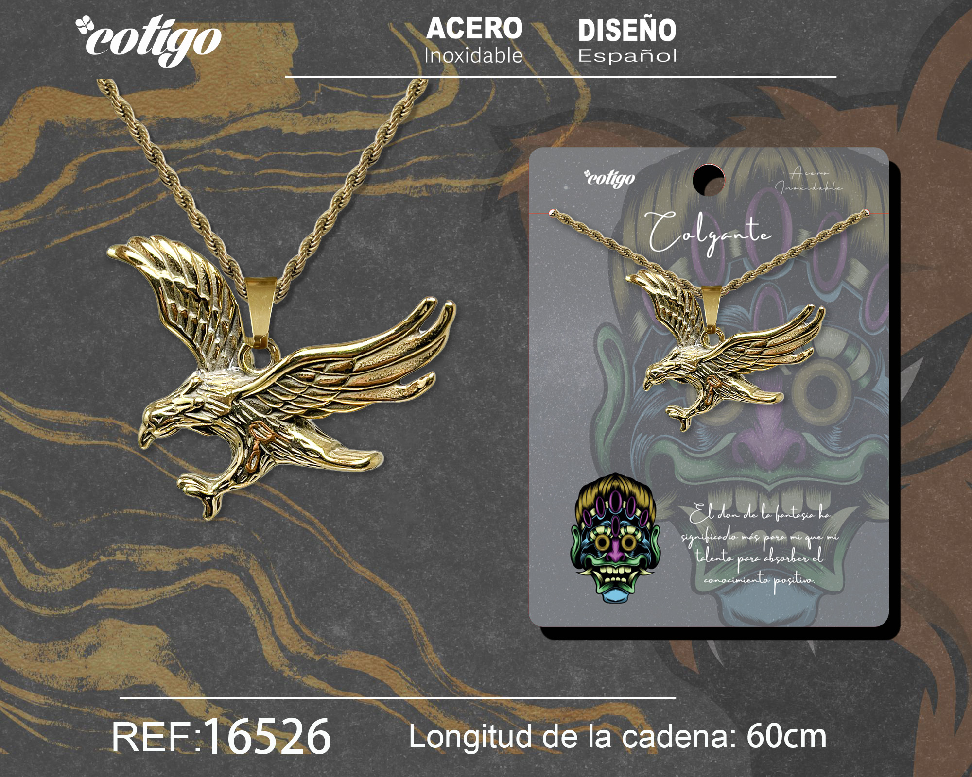 COLGANE HOMBRE ACERO COLOR DORADO