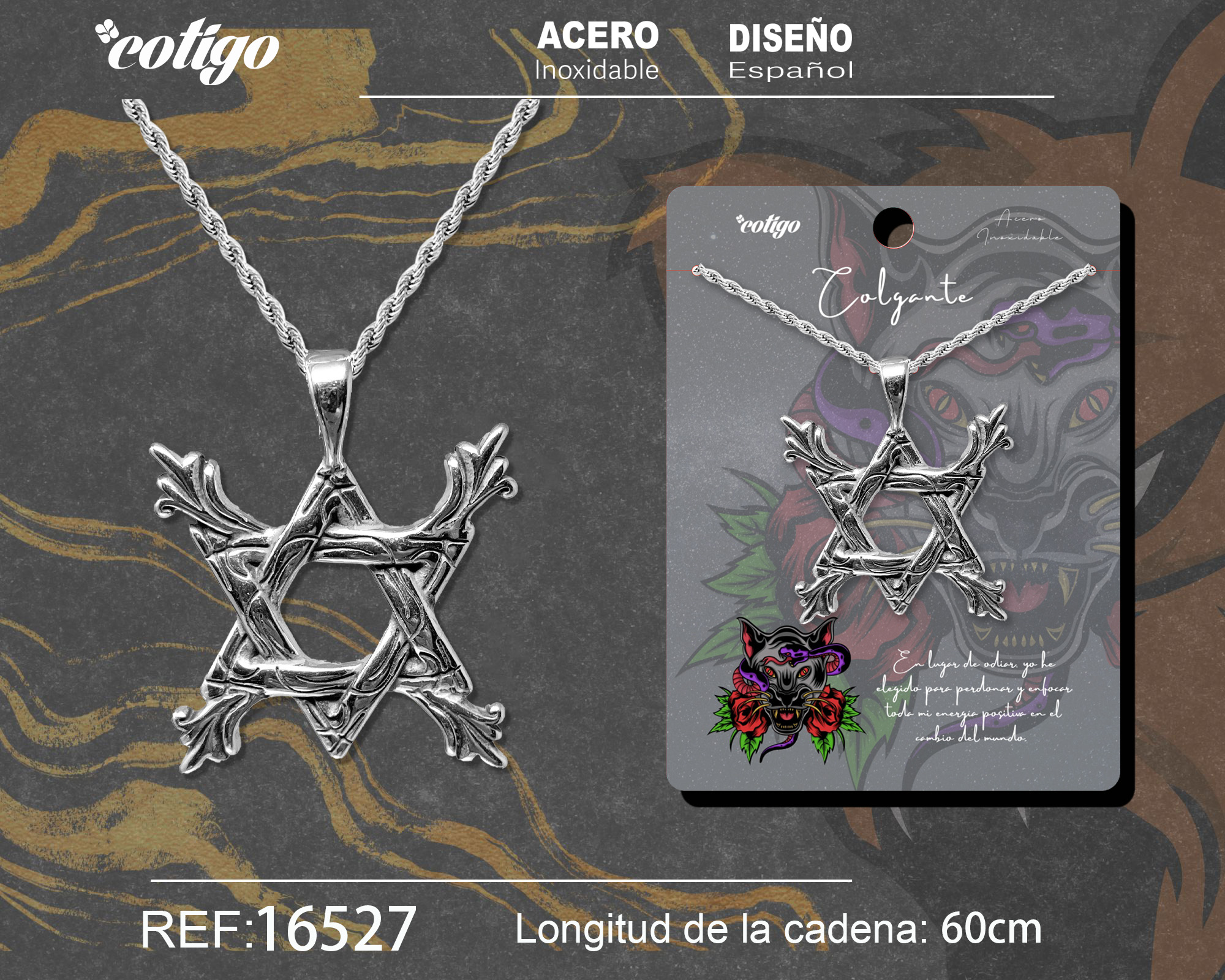 COLGANE HOMBRE ACERO COLOR PLATEADO