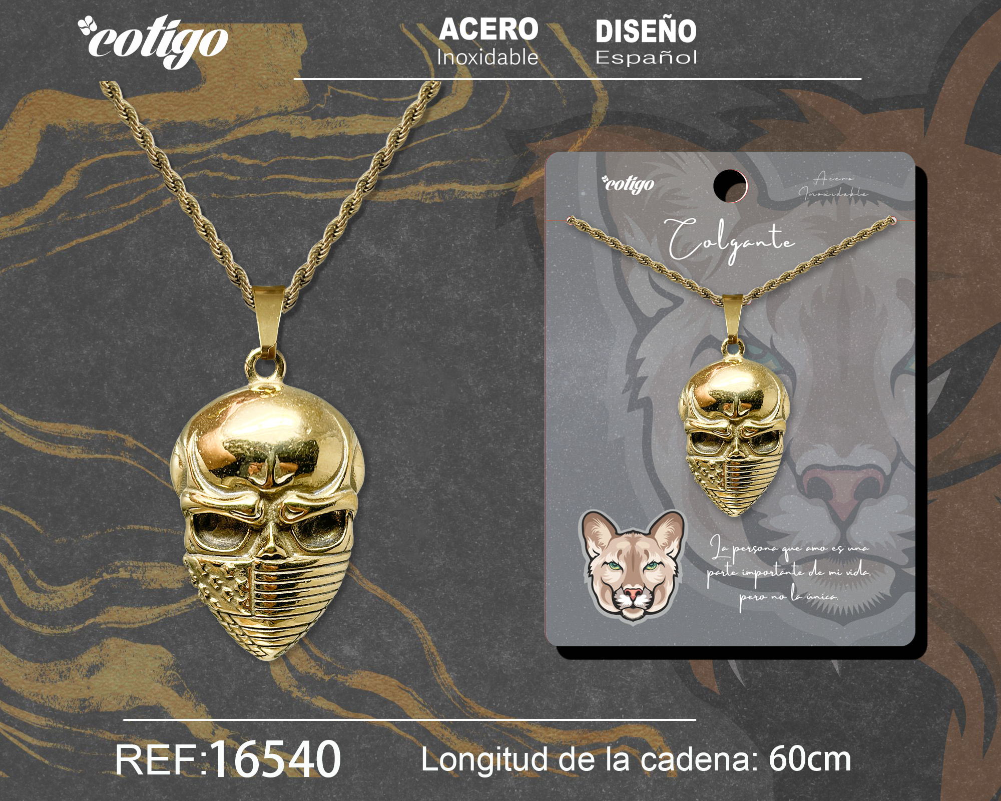 COLGANE HOMBRE ACERO COLOR DORADO