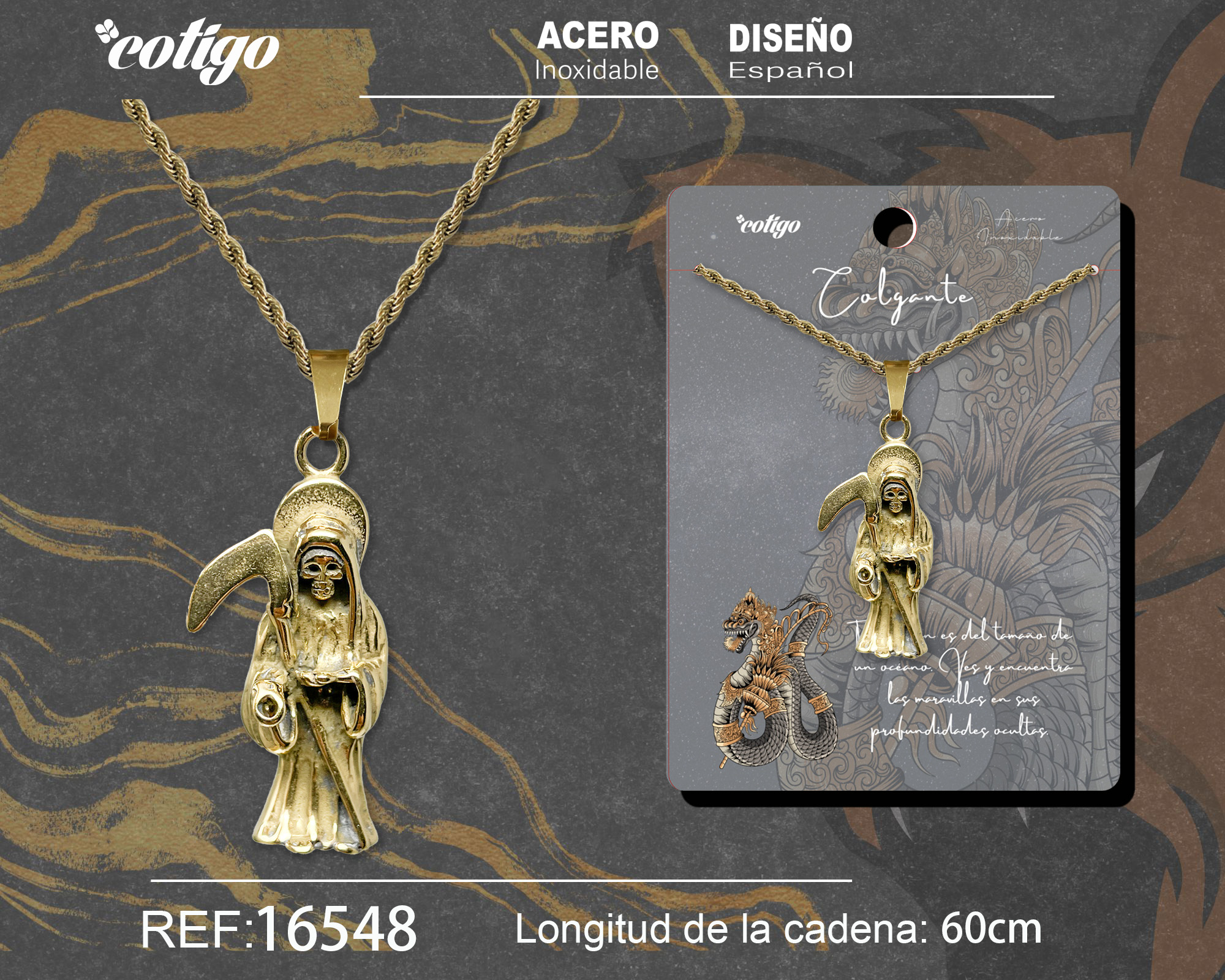 COLGANE HOMBRE ACERO COLOR DORADO