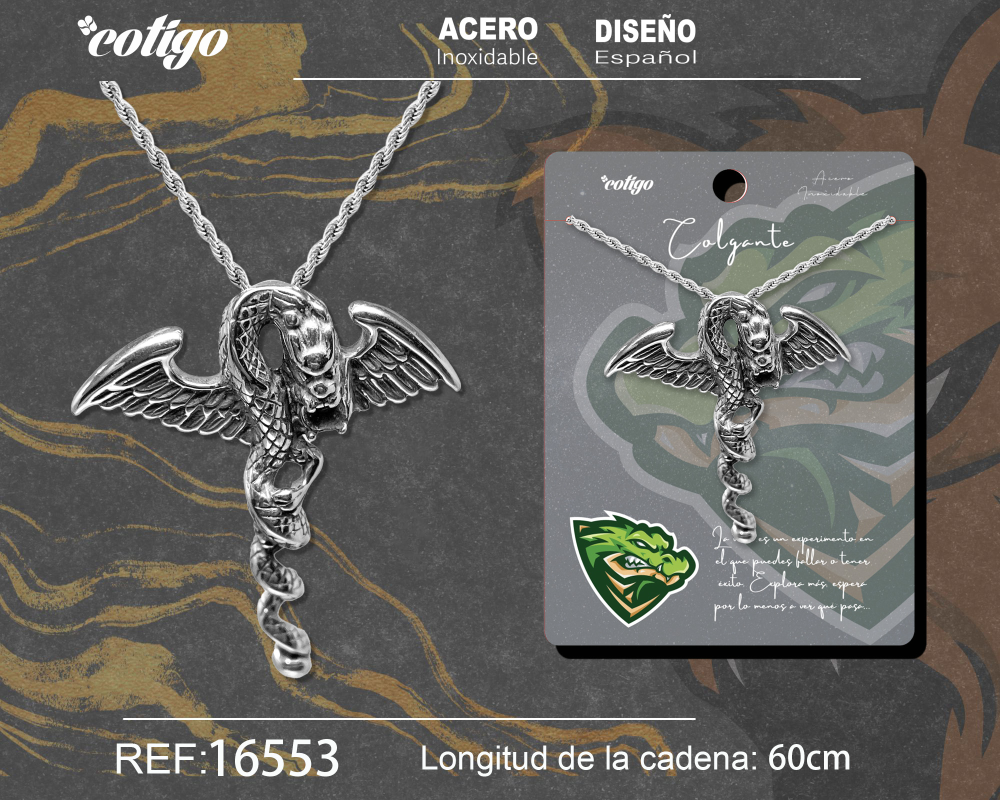 COLGANE HOMBRE ACERO COLOR PLATEADO