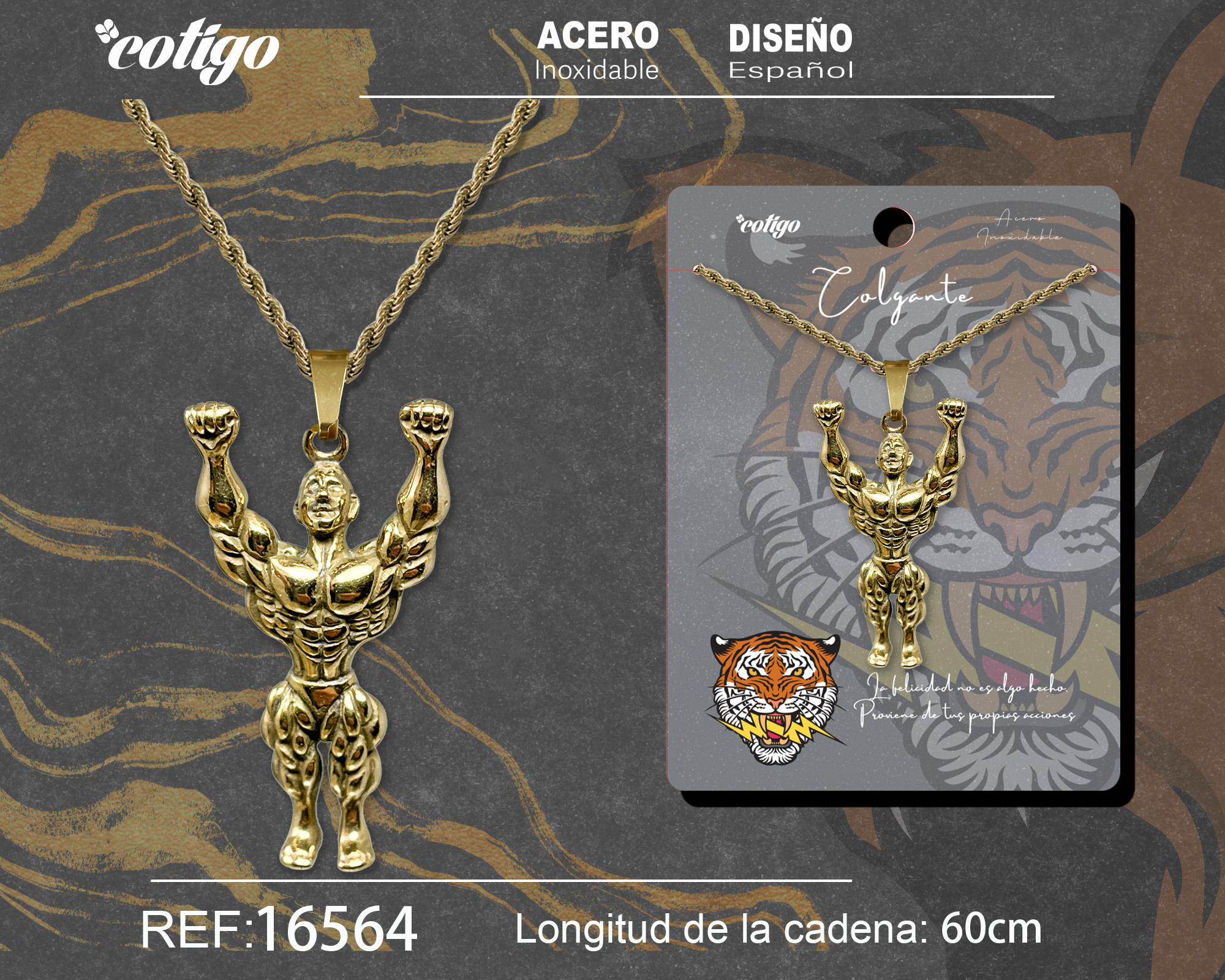 COLGANE HOMBRE ACERO COLOR DORADO
