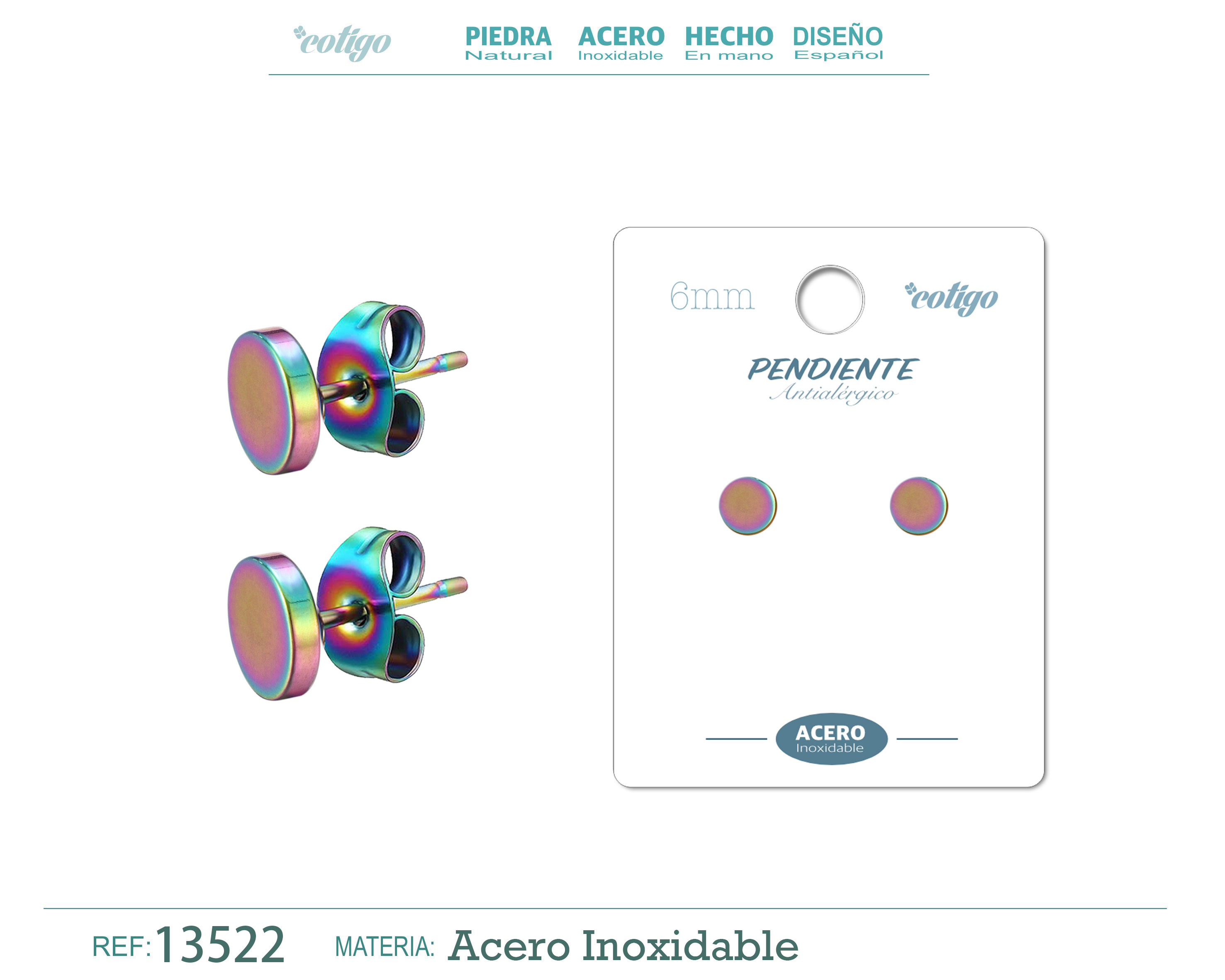 PENDIENTE ACERO MULTI COLOR