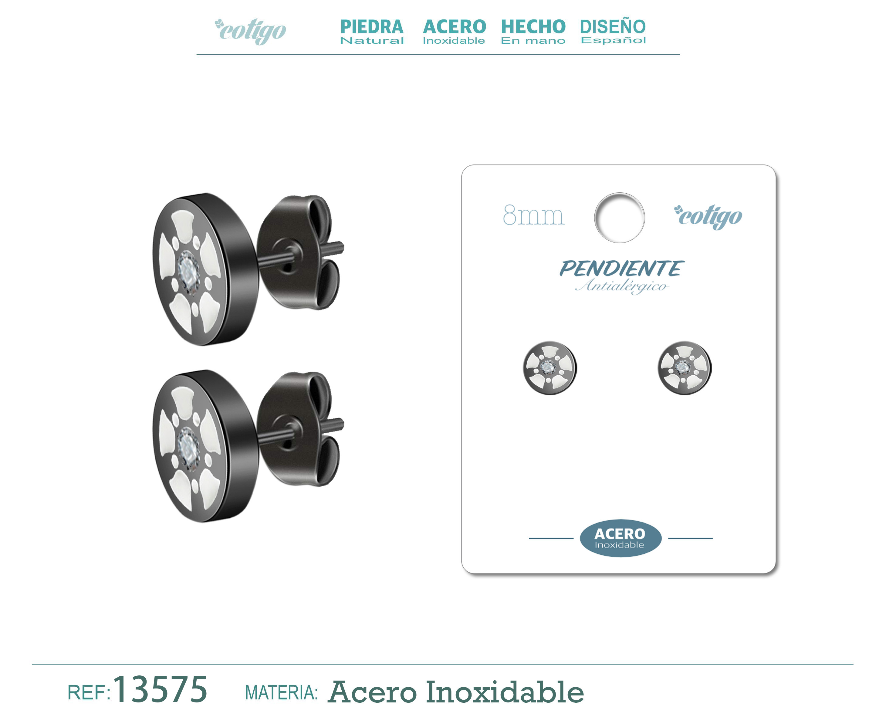 PENDIENTE ACERO COLOR NEGRO