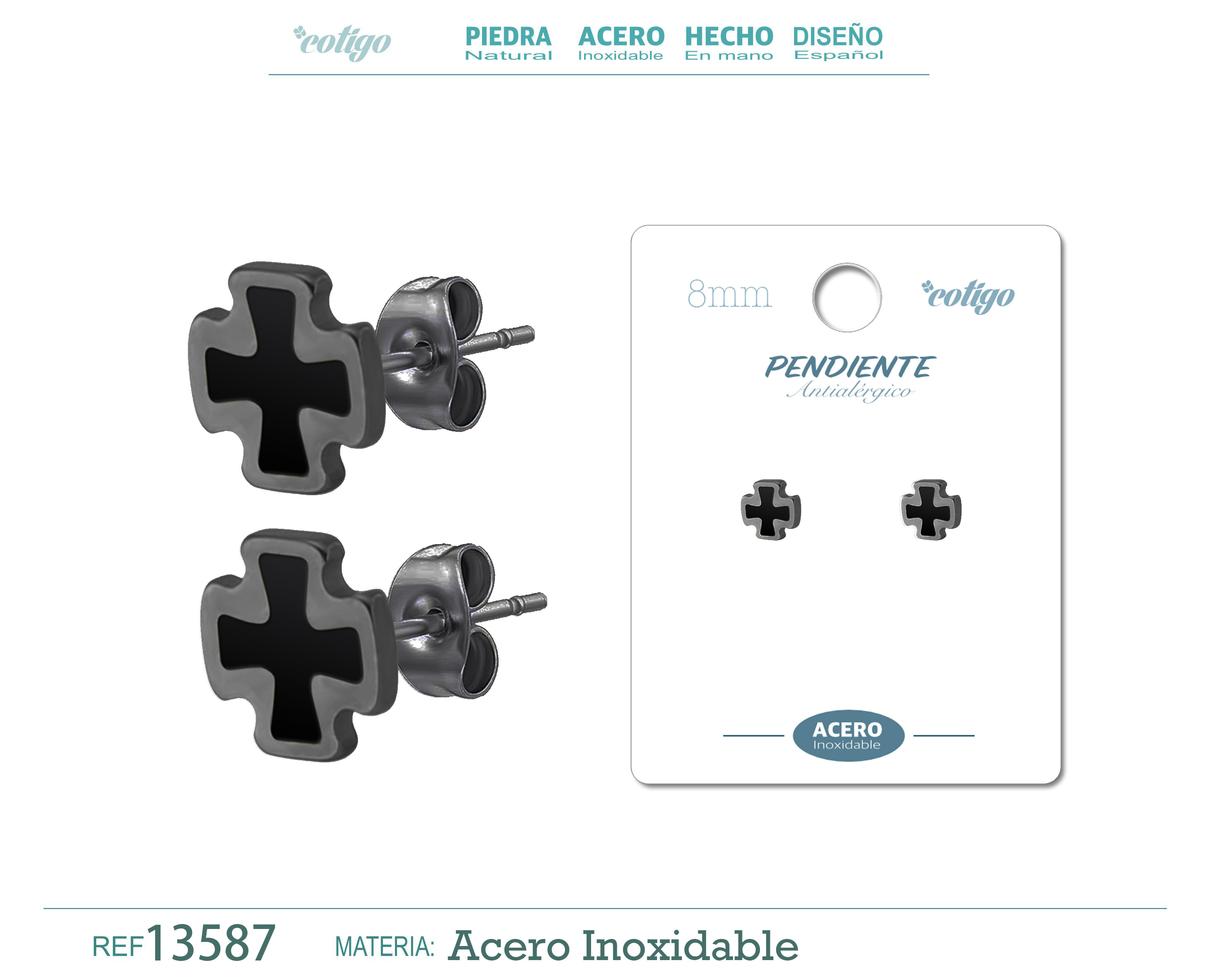 PENDIENTE ACERO COLOR NEGRO