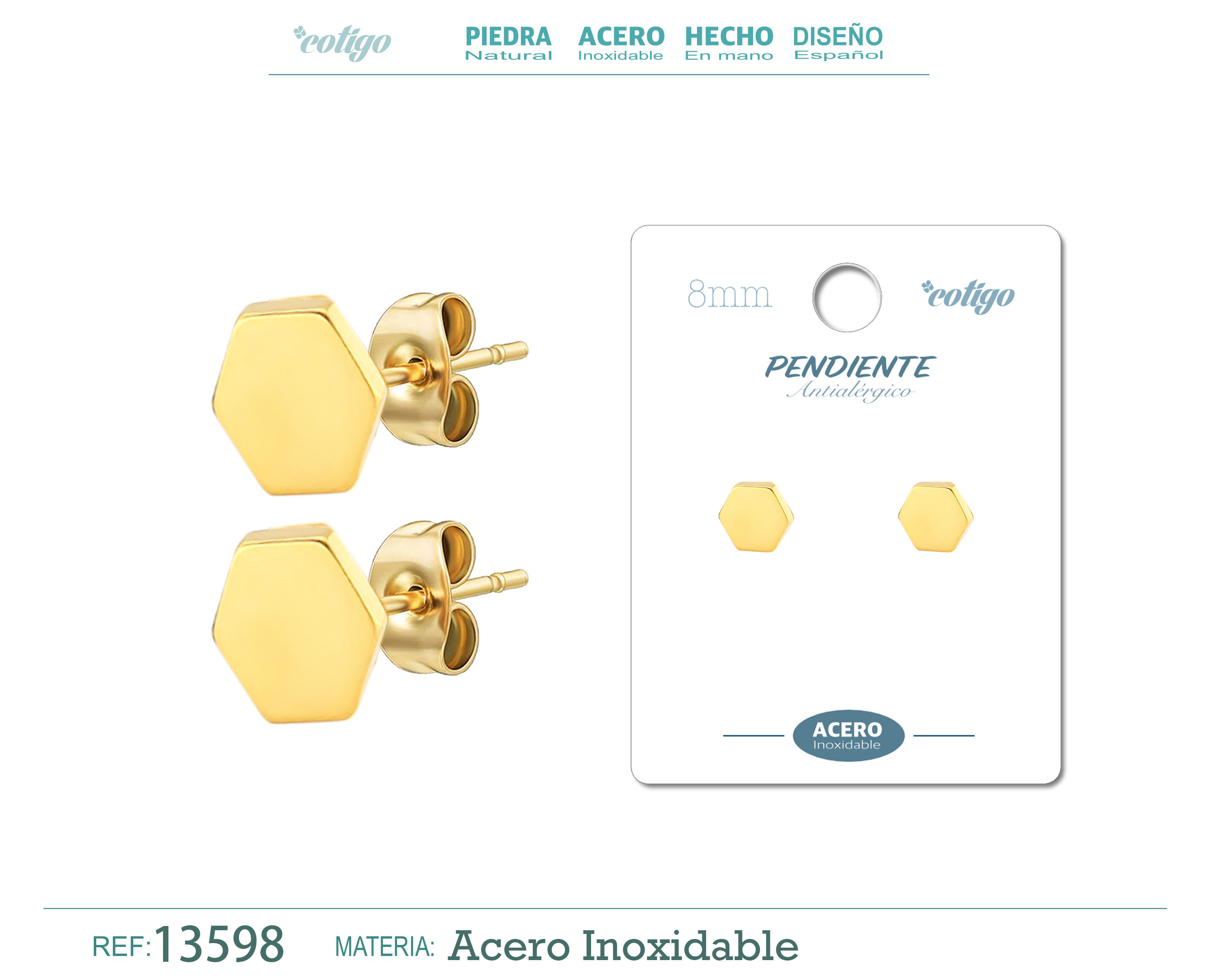 PENDIENTE ACERO COLOR DORADO
