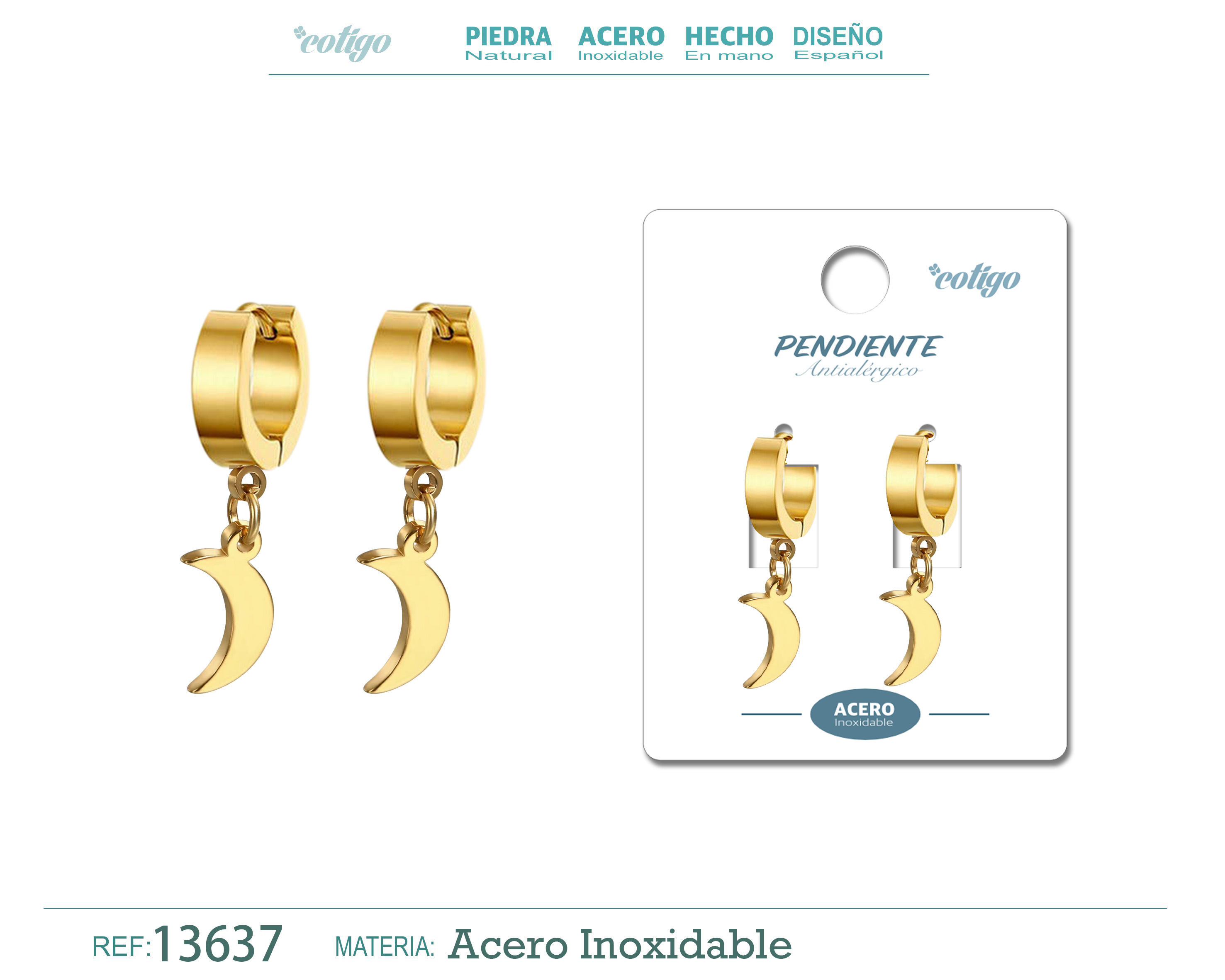 PENDIENTE ACERO COLOR DORADO