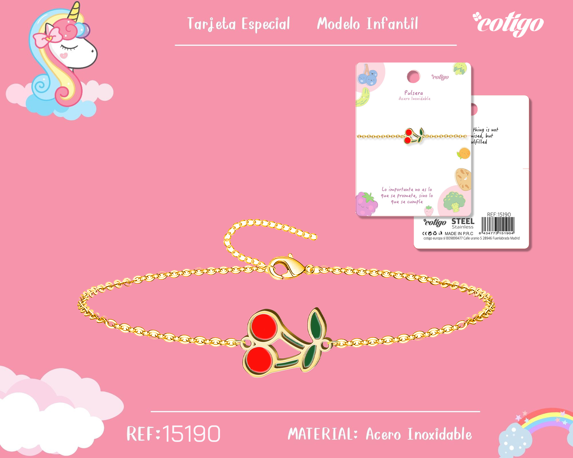 PULSERA DE NIÑA ACERO COLOR DORADO