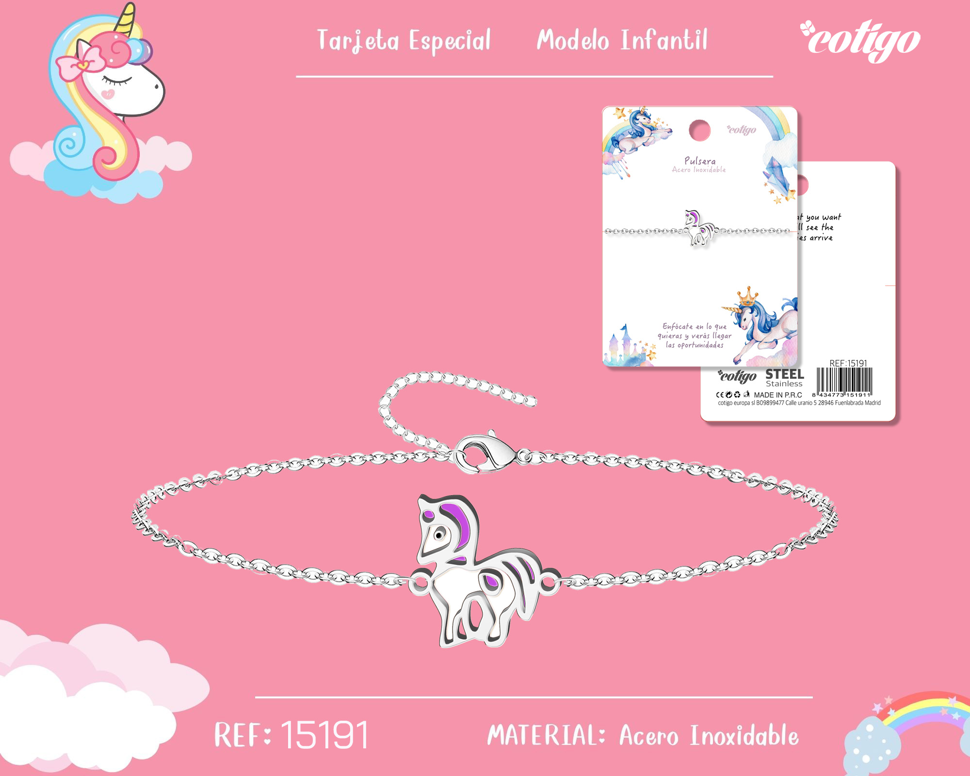 PULSERA DE NIÑA ACERO COLOR PLATEADO