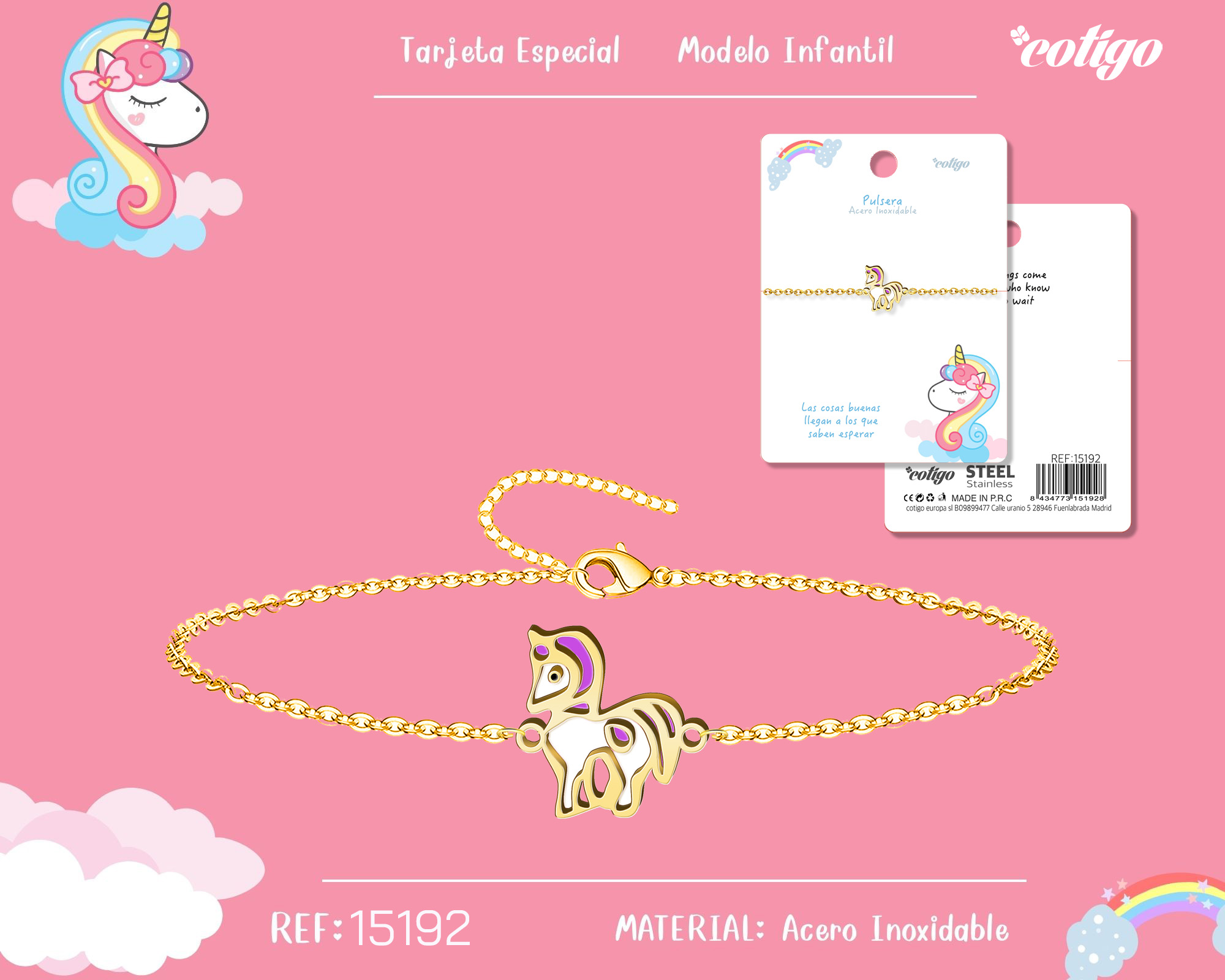 PULSERA DE NIÑA ACERO COLOR DORADO