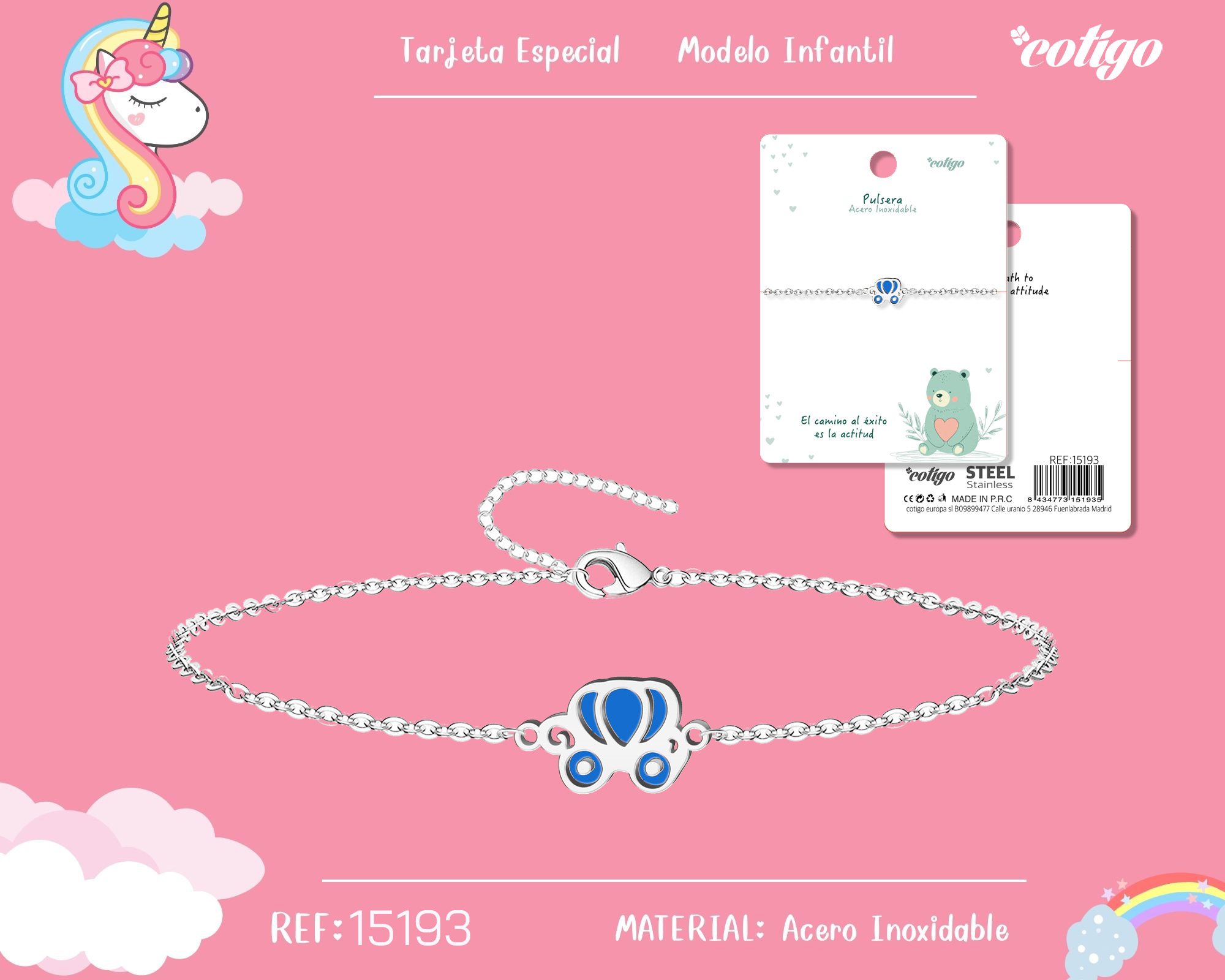 PULSERA DE NIÑA ACERO COLOR PLATEADO