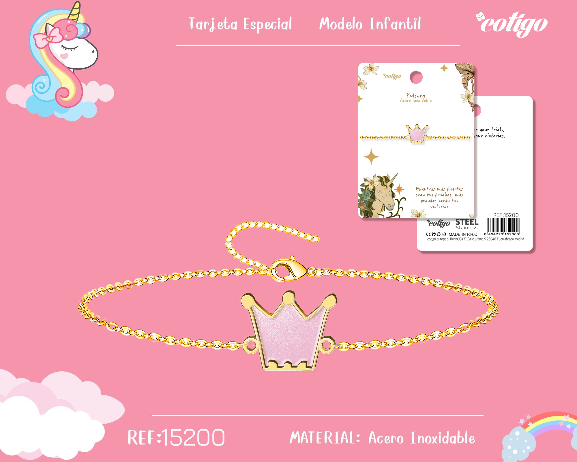 PULSERA DE NIÑA ACERO COLOR DORADO