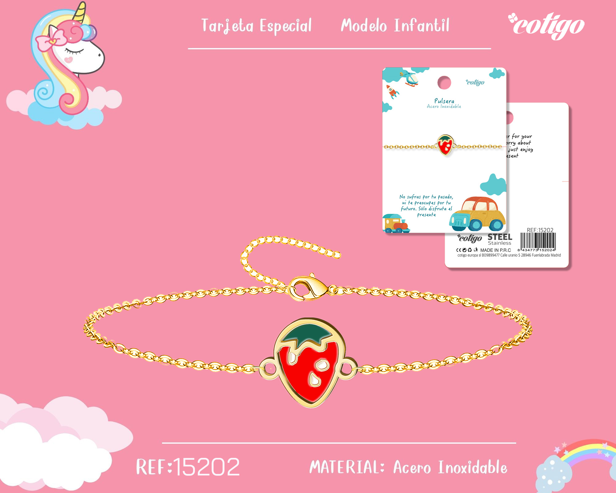 PULSERA DE NIÑA ACERO COLOR DORADO