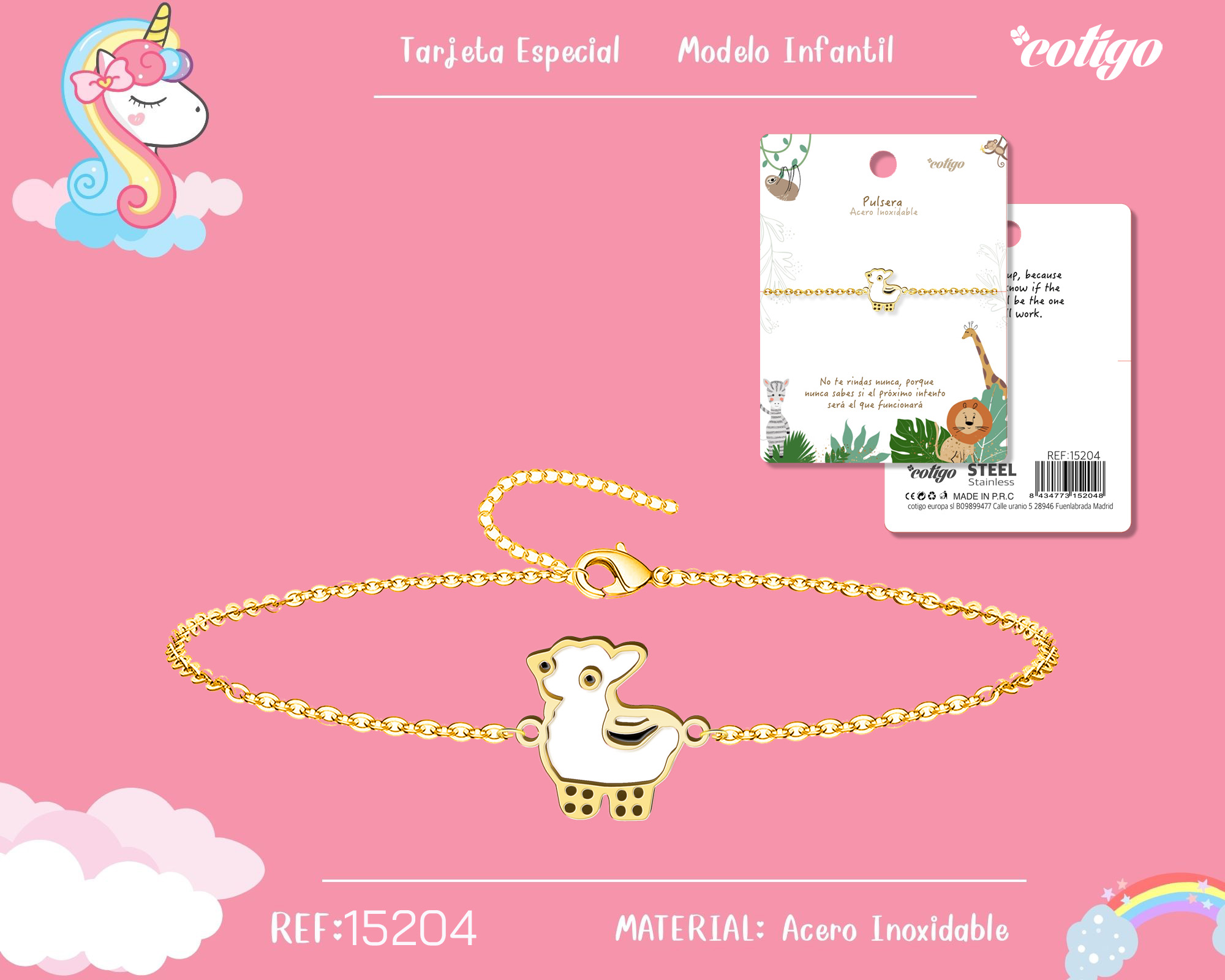 PULSERA DE NIÑA ACERO COLOR DORADO