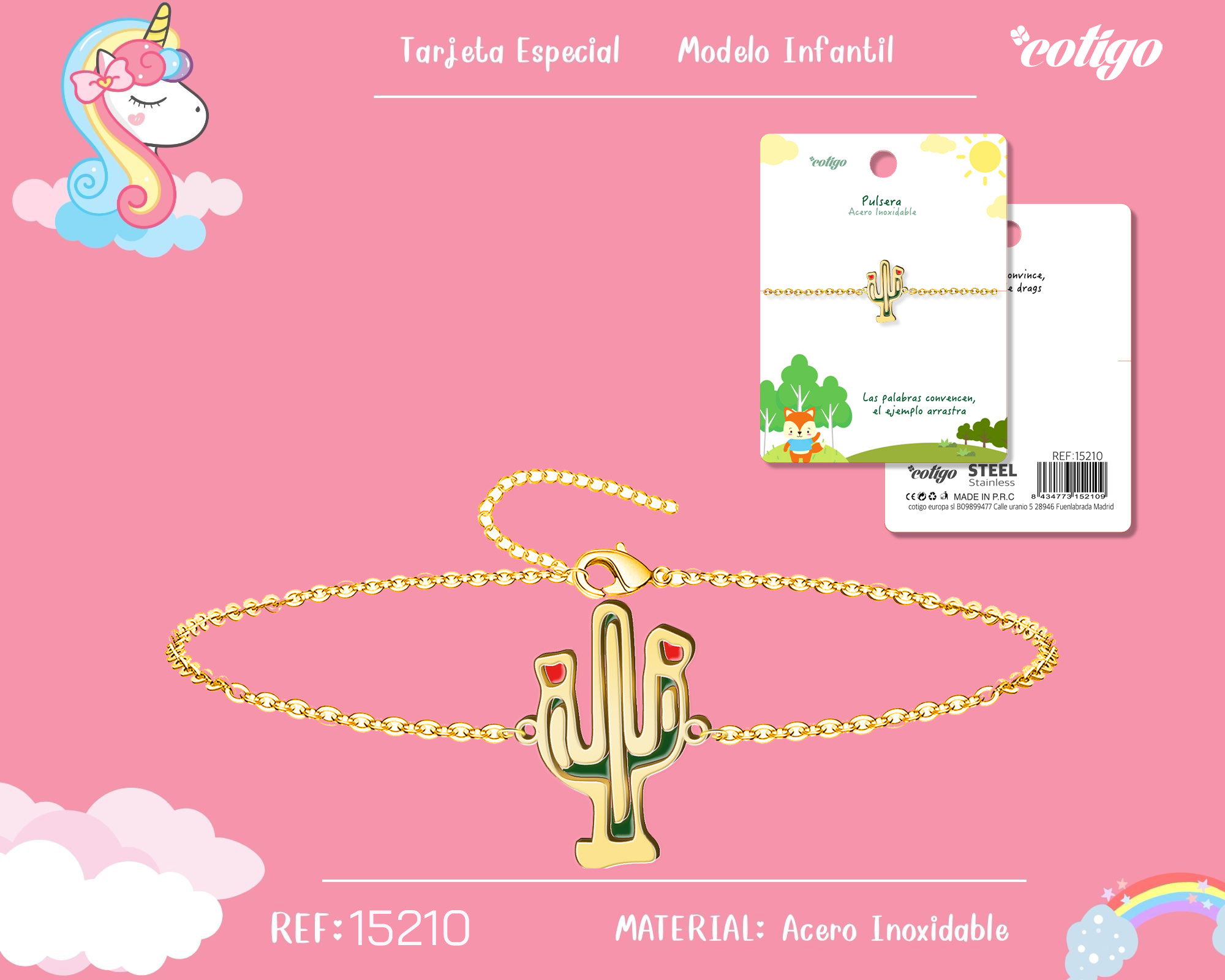 PULSERA DE NIÑA ACERO COLOR DORADO