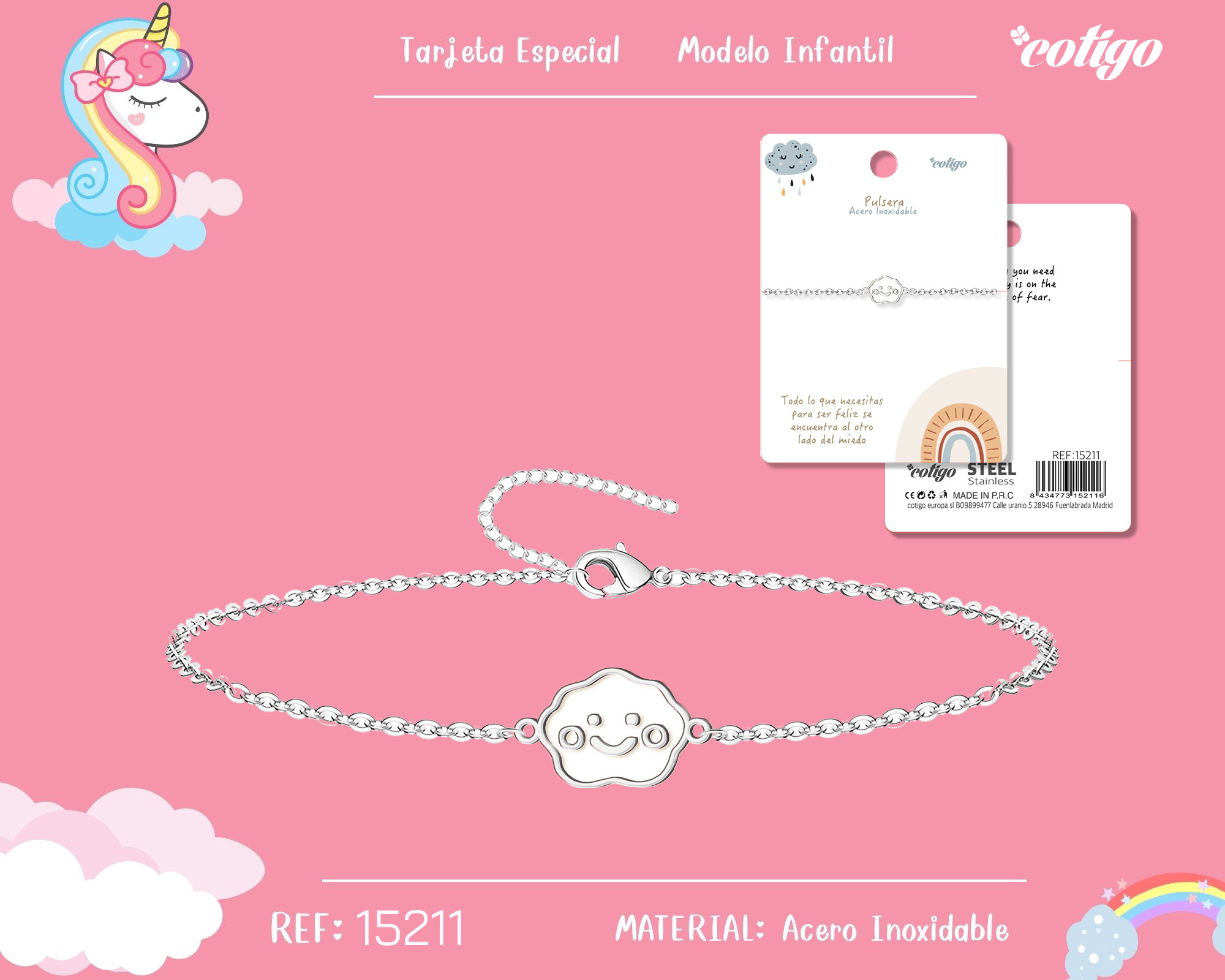 PULSERA DE NIÑA ACERO COLOR PLATEADO