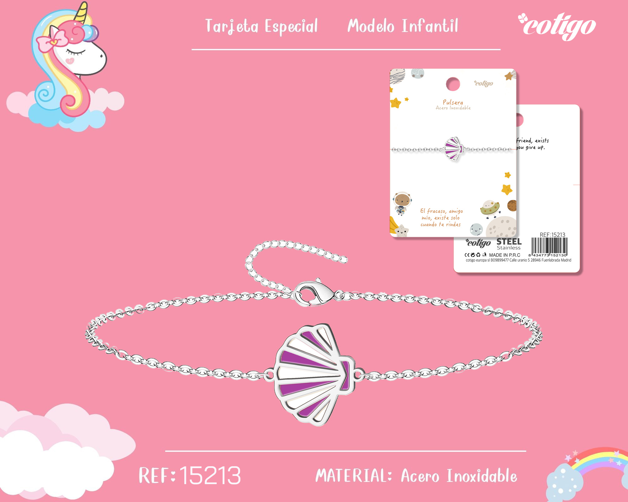 PULSERA DE NIÑA ACERO COLOR PLATEADO