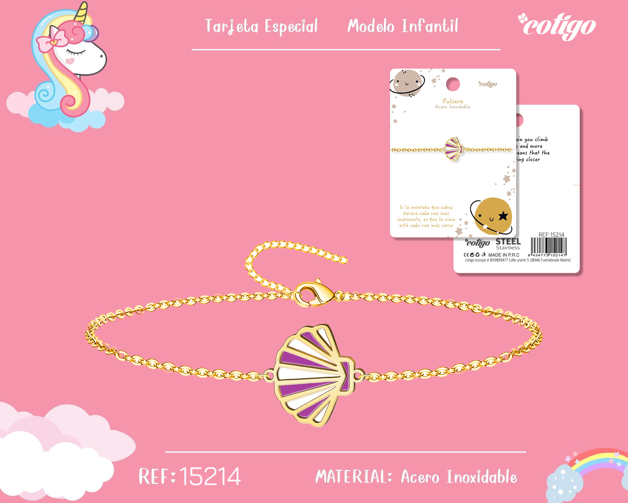 PULSERA DE NIÑA ACERO COLOR DORADO