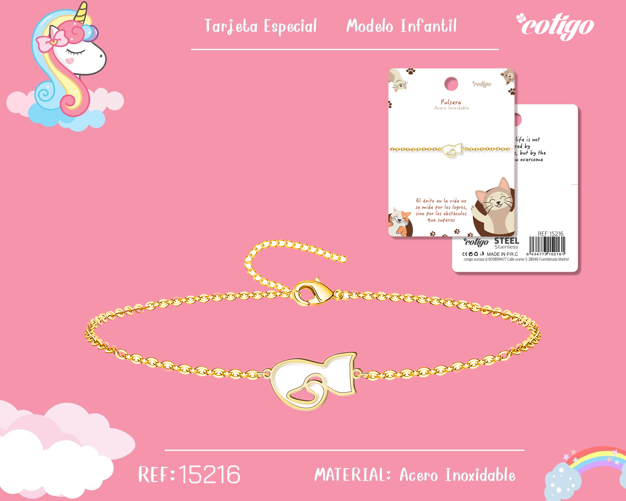 PULSERA DE NIÑA ACERO COLOR DORADO