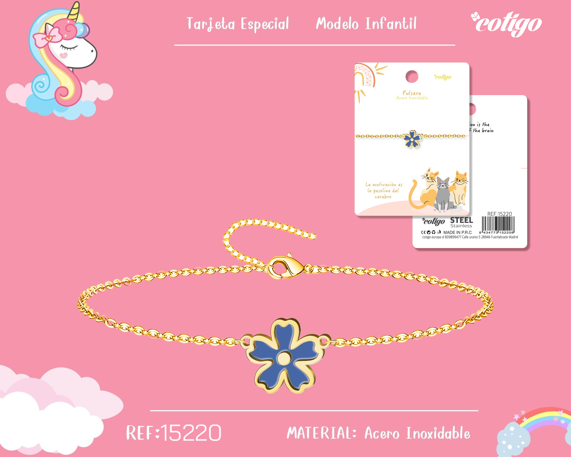 PULSERA DE NIÑA ACERO COLOR DORADO