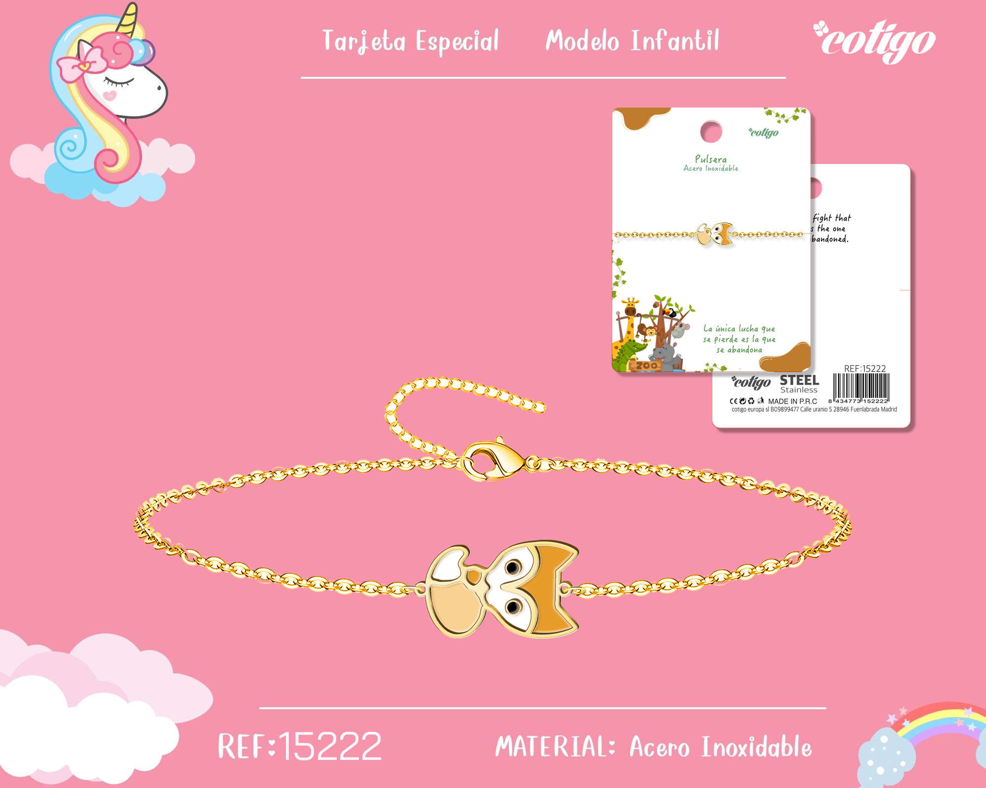 PULSERA DE NIÑA ACERO COLOR DORADO