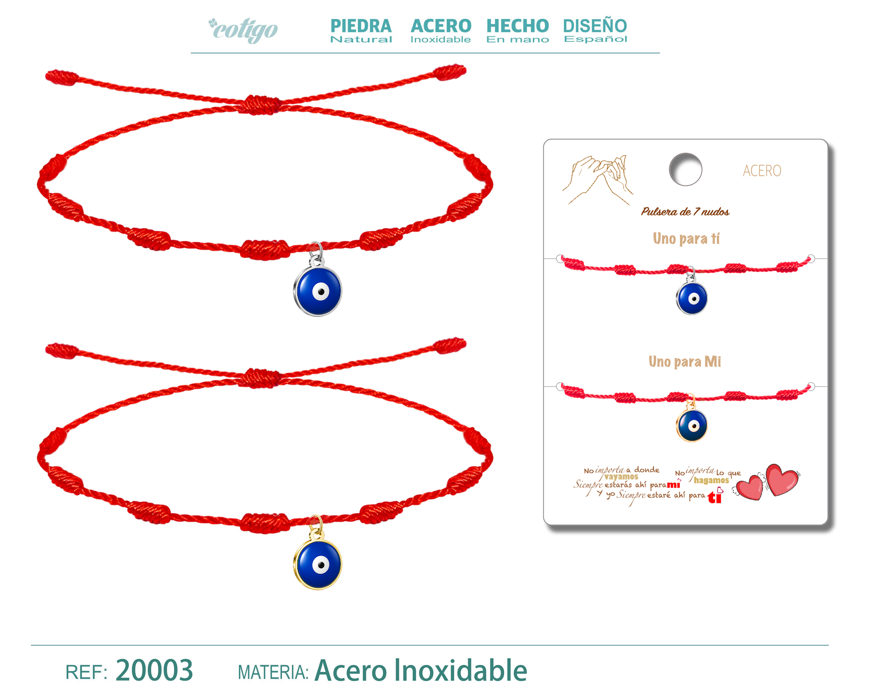 PULSERA 7 NUDOS CON OJO DE TURCO PARA PAREJA