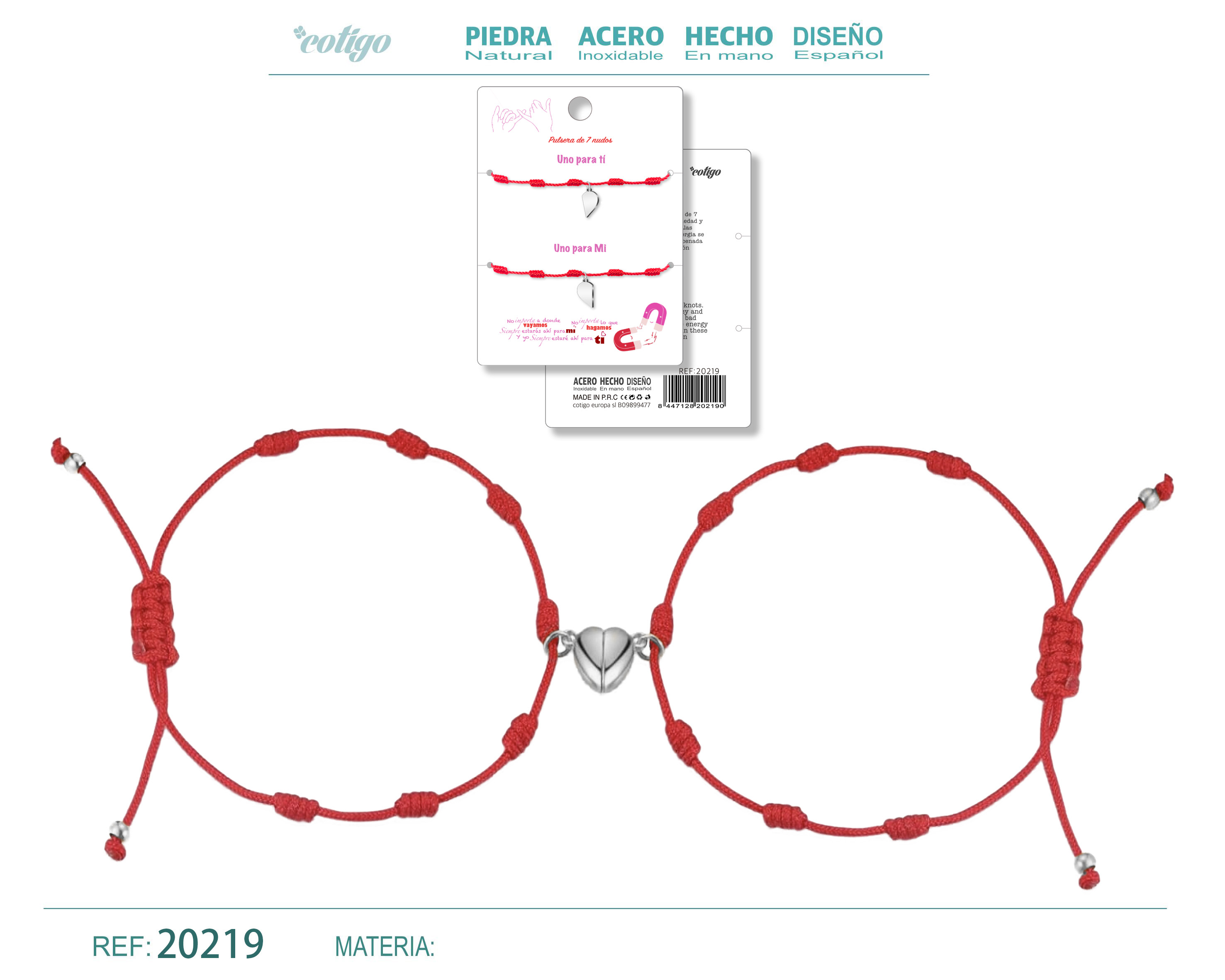 2 PULSERA 7 NUDOS CON CORZON MAGNETICO