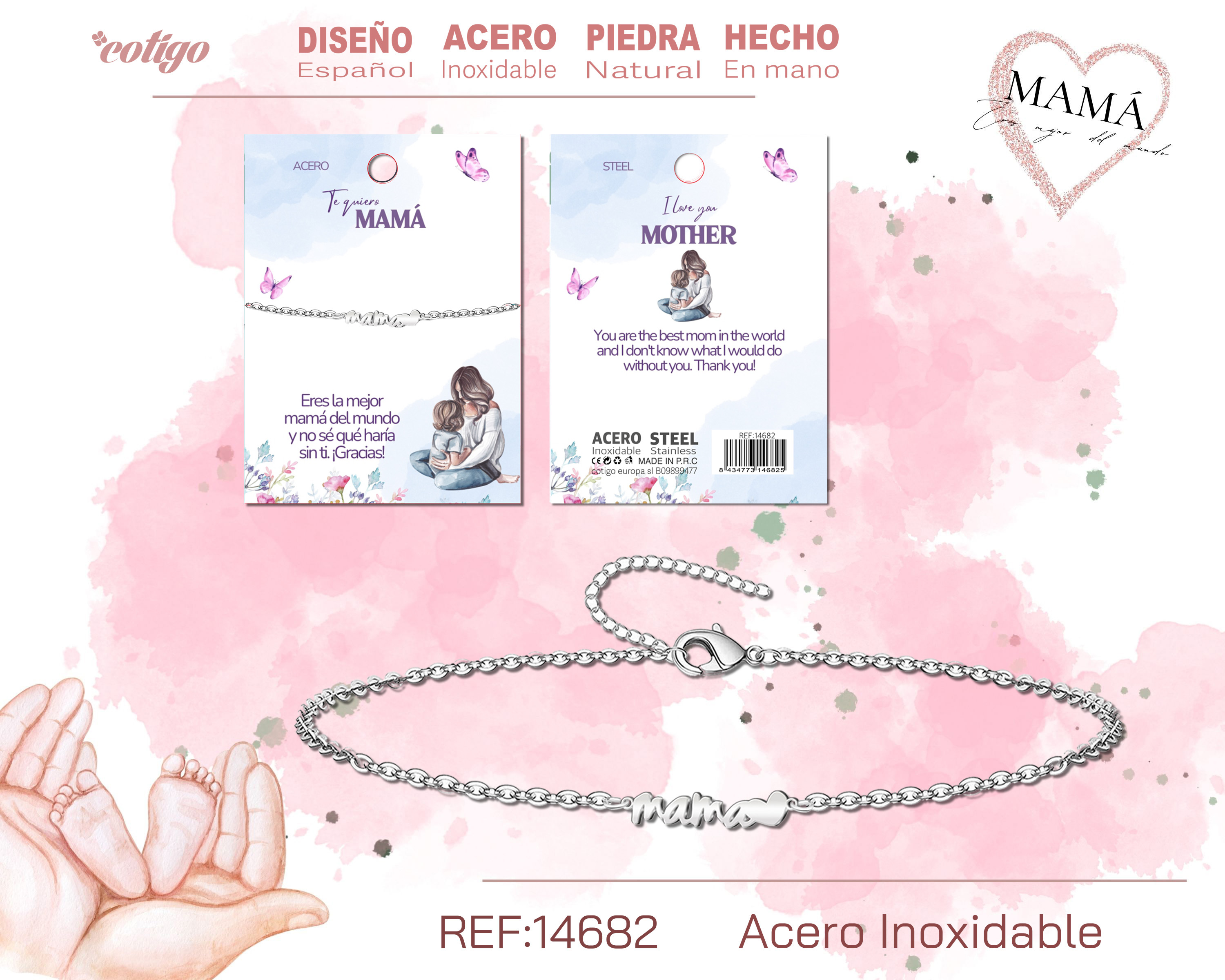 PULSERA PARA MAMÁ COLOR PLATEADO