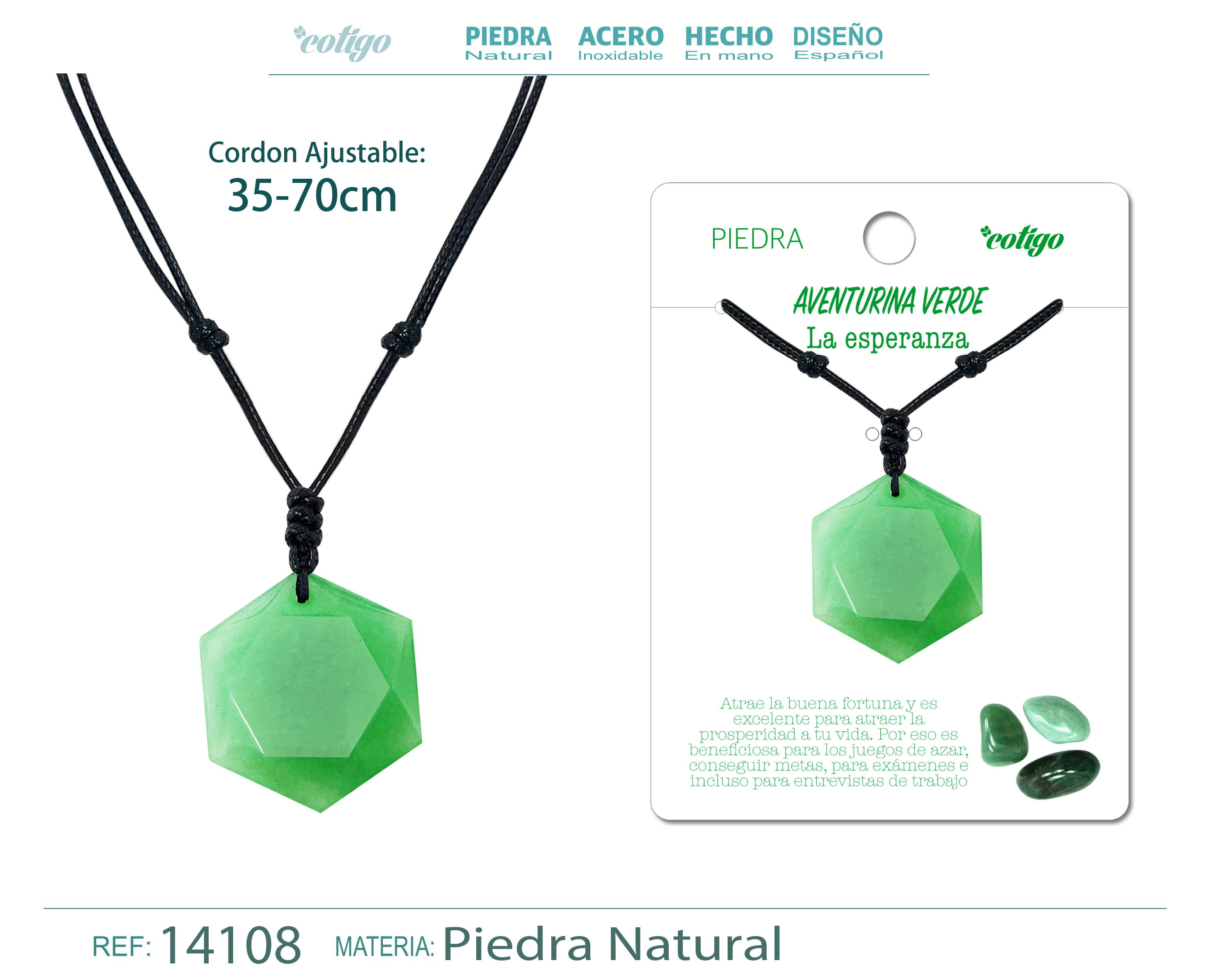COLGANTE ESTRELLA DAVID DE PIEDRA AVENTURINA VERDE