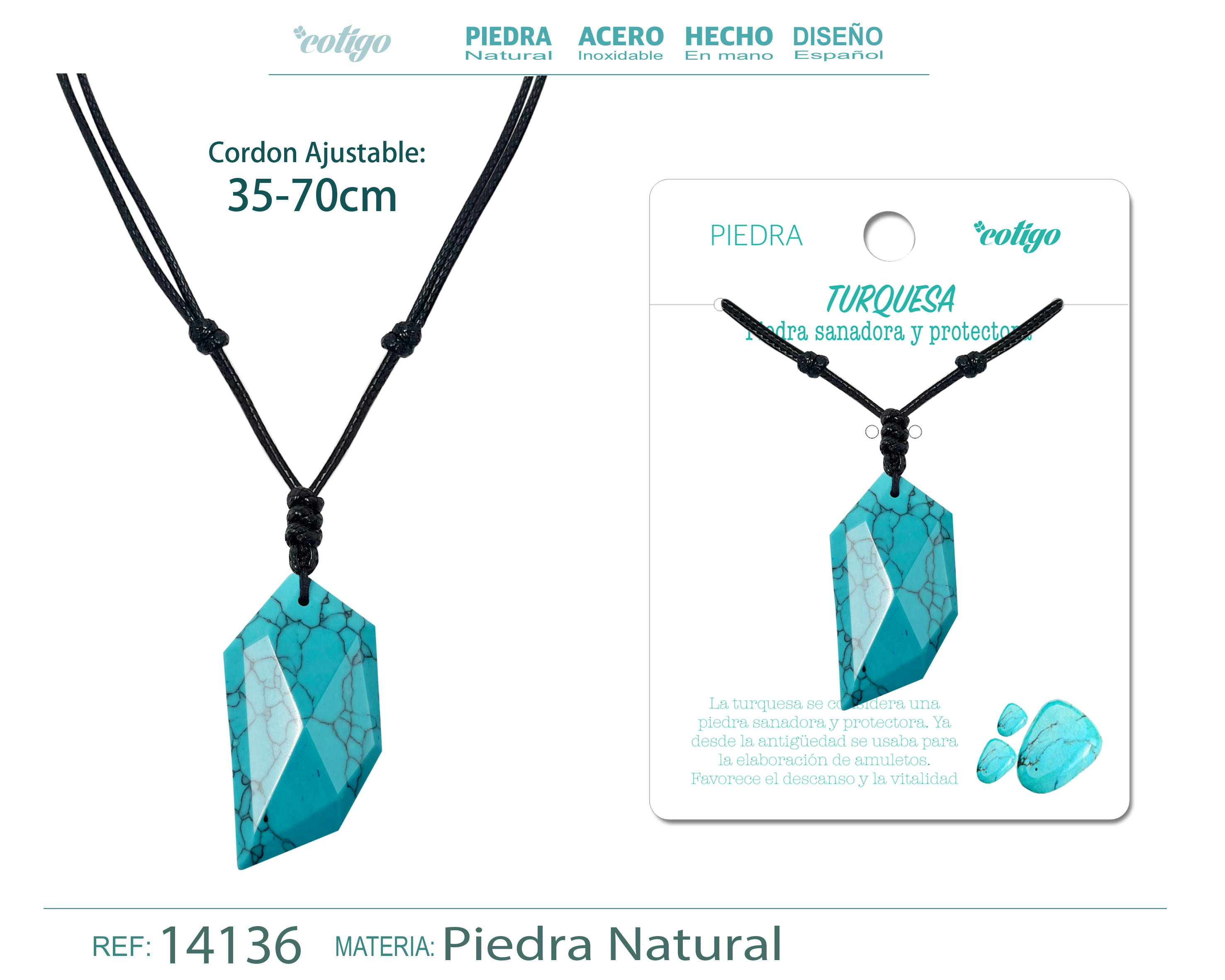 COLGANTE DIENTE LOBO DE PIEDRA TURQUESA