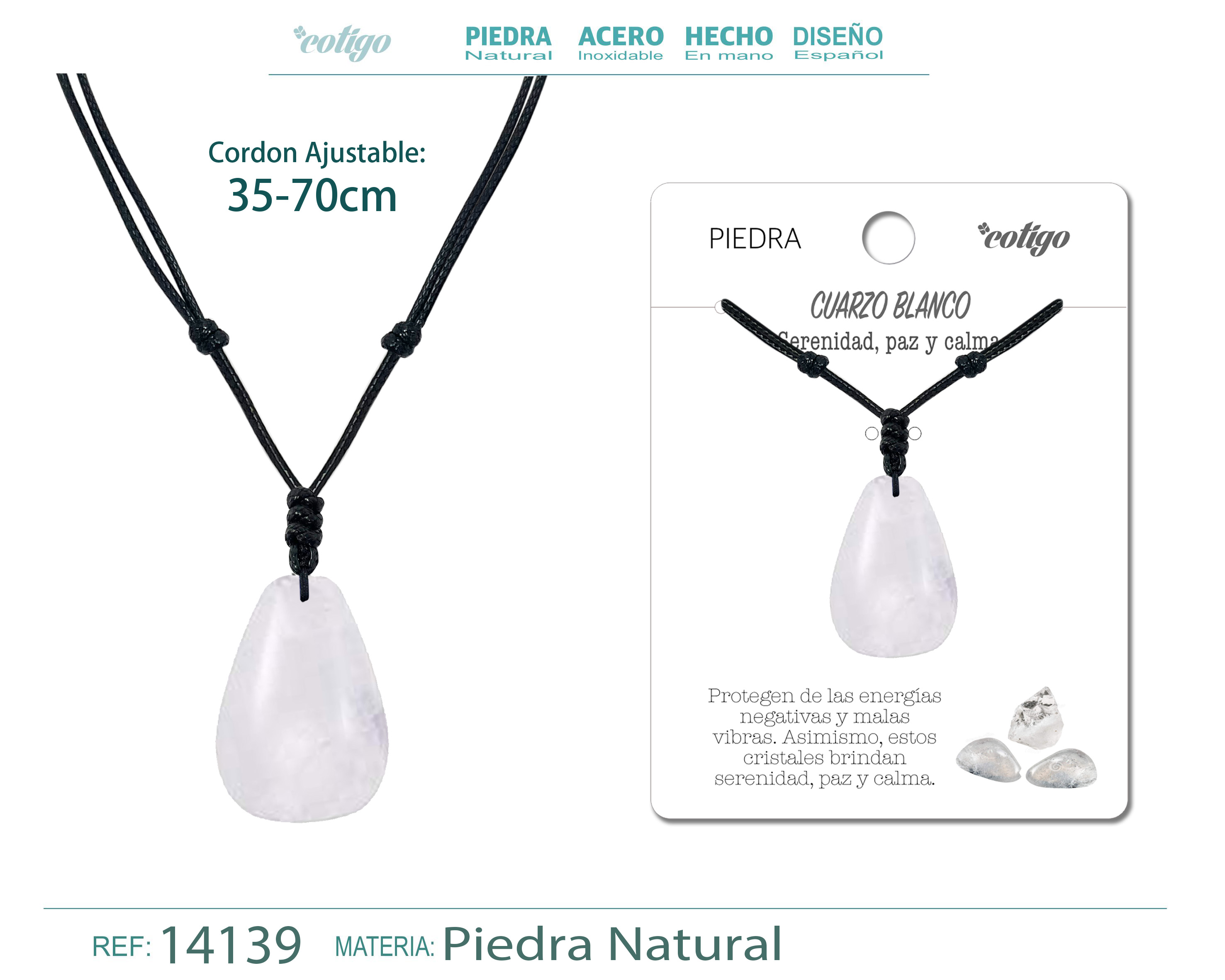 COLGANTE GOTITA DE PIEDRA CUARZO BLANCO