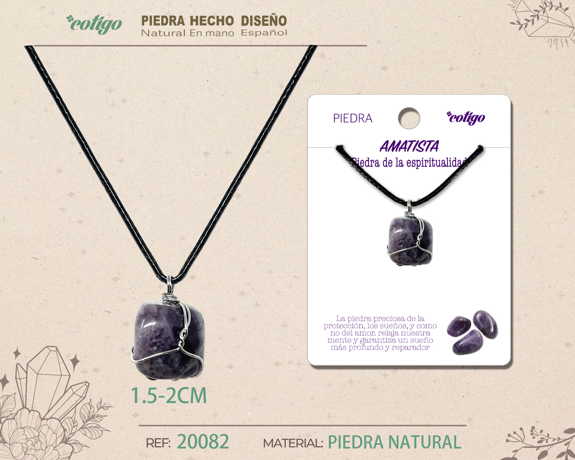 COLGANTE PIEDRA NATURAL- AMATISTA