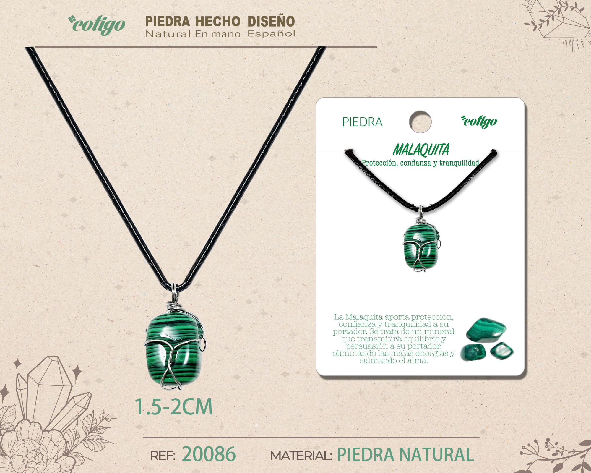 COLGANTE PIEDRA NATURAL- MALAQUITA